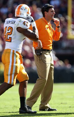 COLUMBIA, SC - OCTOBER 30: Head coach Derek Dooley of the Tennessee Volunteers watches on against the South Carolina Gamecocks during their game at Williams-Brice Stadium on October 30, 2010 in Columbia, South Carolina. (Photo by Streeter Lecka/Getty Im COLUMBIA, SC - OCTOBER 30: Head coach Derek Dooley of the Tennessee Volunteers watches on against the South Carolina Gamecocks during their game at Williams-Brice Stadium on October 30, 2010 in Columbia, South Carolina. (Photo by Streeter Lecka/Getty Im