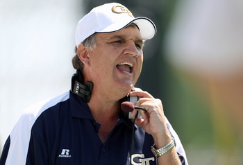 CHAPEL HILL, NC - SEPTEMBER 18: Head coach Paul Johnson of the Georgia Tech Yellow Jackets watches on against the North Carolina Tar Heels during their game at Kenan Stadium on September 18, 2010 in Chapel Hill, North Carolina. (Photo by Streeter Lecka/ CHAPEL HILL, NC - SEPTEMBER 18: Head coach Paul Johnson of the Georgia Tech Yellow Jackets watches on against the North Carolina Tar Heels during their game at Kenan Stadium on September 18, 2010 in Chapel Hill, North Carolina. (Photo by Streeter Lecka/