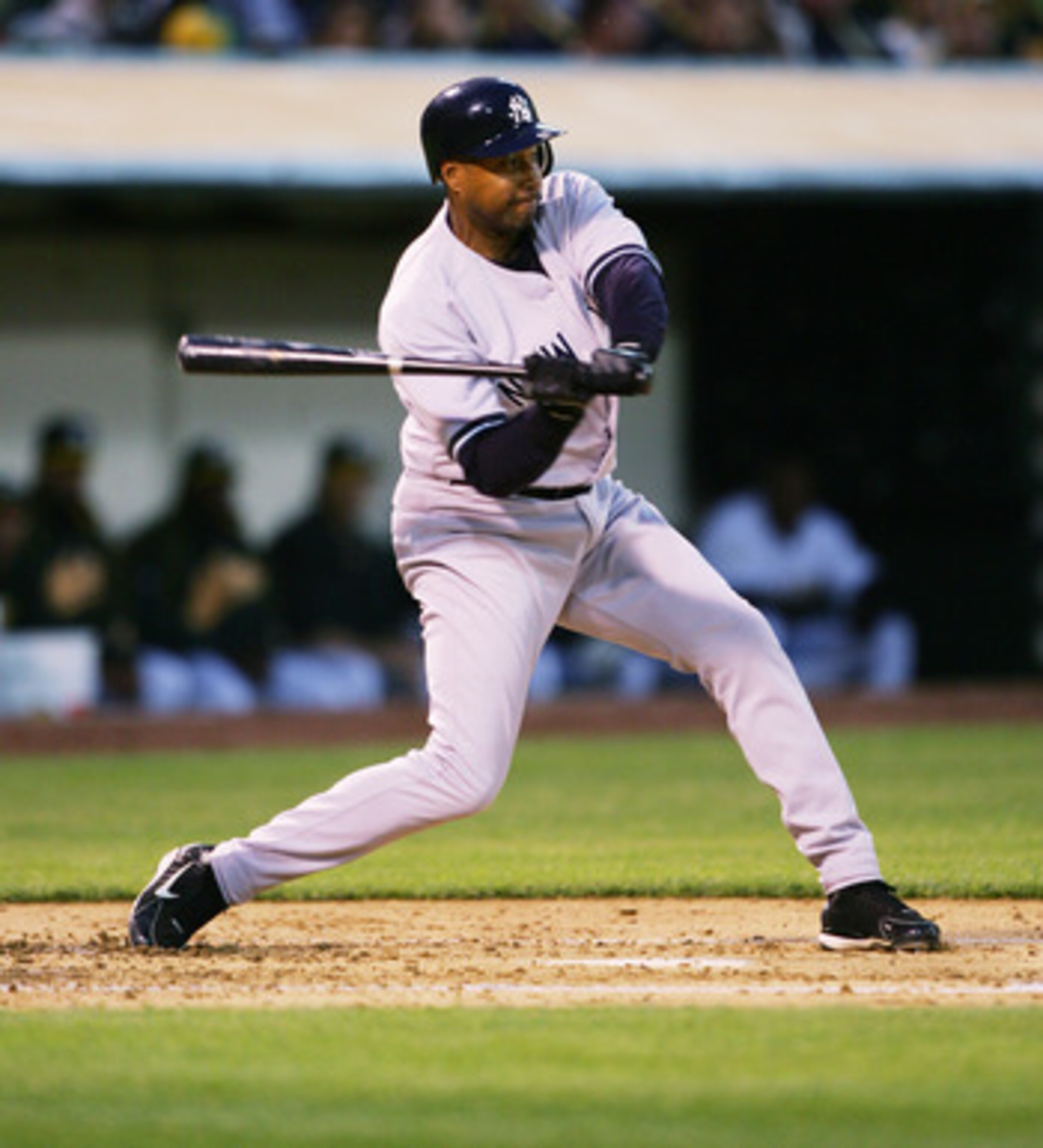 OAKLAND, CA - APRIL 3: Bernie Williams #51 of the New York Yankees bats against the Oakland Athletics during the Opening Day game at McAfee Coliseum on April 3, 2006 in Oakland, California. The Yankees defeated the A's 15-2. (Photo by Jed Jacobsohn/Gett OAKLAND, CA - APRIL 3: Bernie Williams #51 of the New York Yankees bats against the Oakland Athletics during the Opening Day game at McAfee Coliseum on April 3, 2006 in Oakland, California. The Yankees defeated the A's 15-2. (Photo by Jed Jacobsohn/Gett