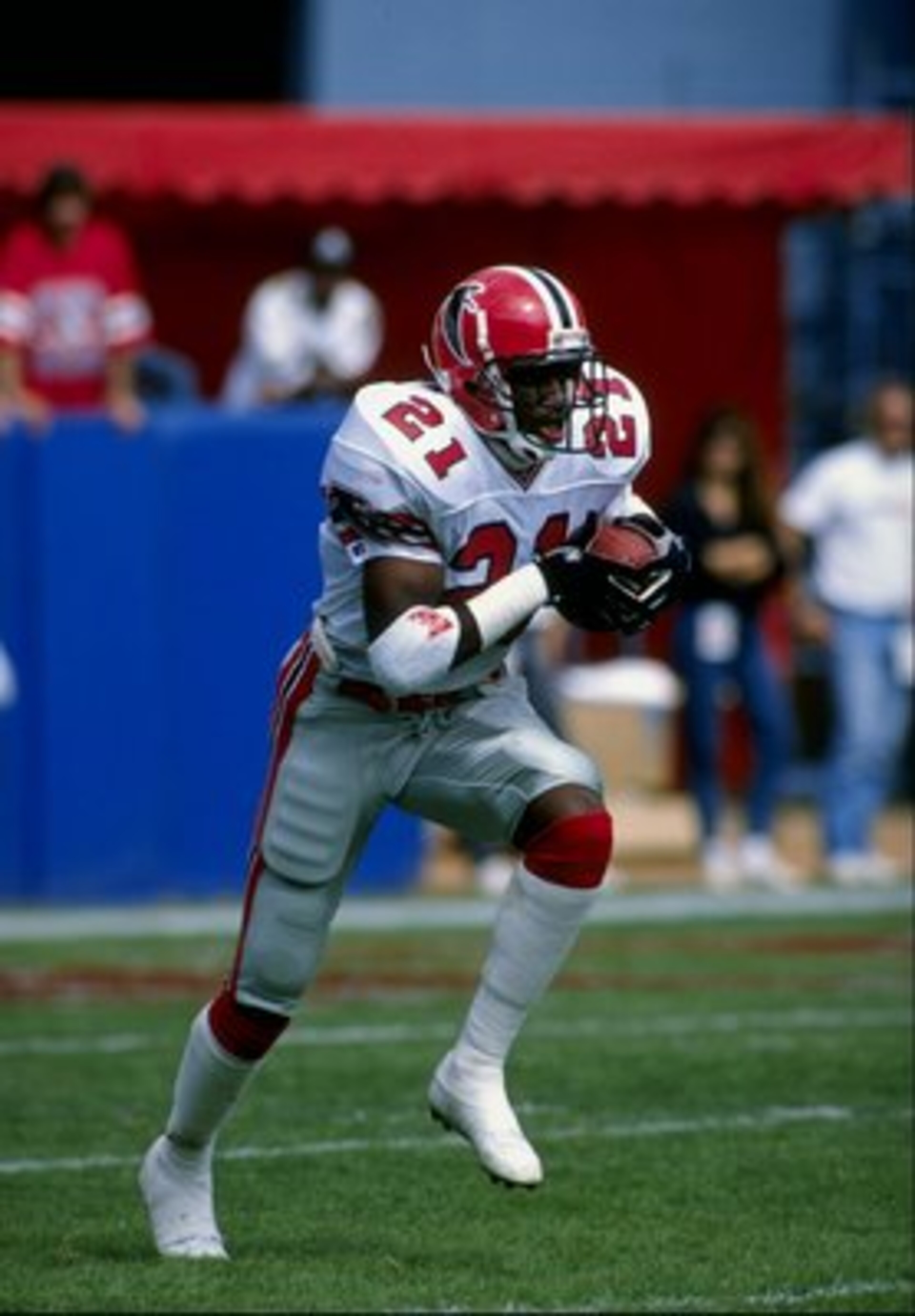 1989:  Defensive back Deion Sanders of the Atlanta Falcons in action during a game. Mandatory Credit: Rick Stewart  /Allsport