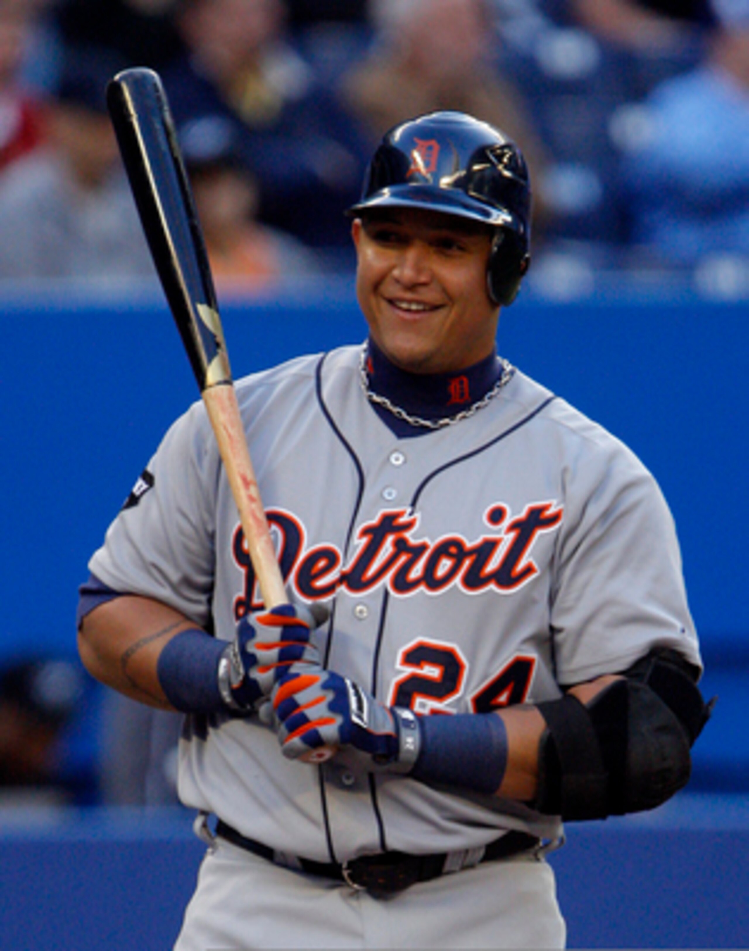 TORONTO, CANADA - MAY 9: Miguel Cabrera #24 laughs off a strike during MLB action against the Toronto Blue Jaysat the Rogers Centre May 9, 2011 in Toronto, Ontario, Canada. (Photo by Abelimages/Getty Images) TORONTO, CANADA - MAY 9: Miguel Cabrera #24 laughs off a strike during MLB action against the Toronto Blue Jaysat the Rogers Centre May 9, 2011 in Toronto, Ontario, Canada. (Photo by Abelimages/Getty Images)