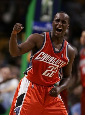 BOSTON - NOVEMBER 08:  Brevin Knight #22 of the Charlotte Bobcats celebrates as he and his teammates force an overtime period against the Boston Celtics on November 8, 2006 at the TD Banknorth Garden in Boston, Massachusetts. The Celtics defeated the Bobc