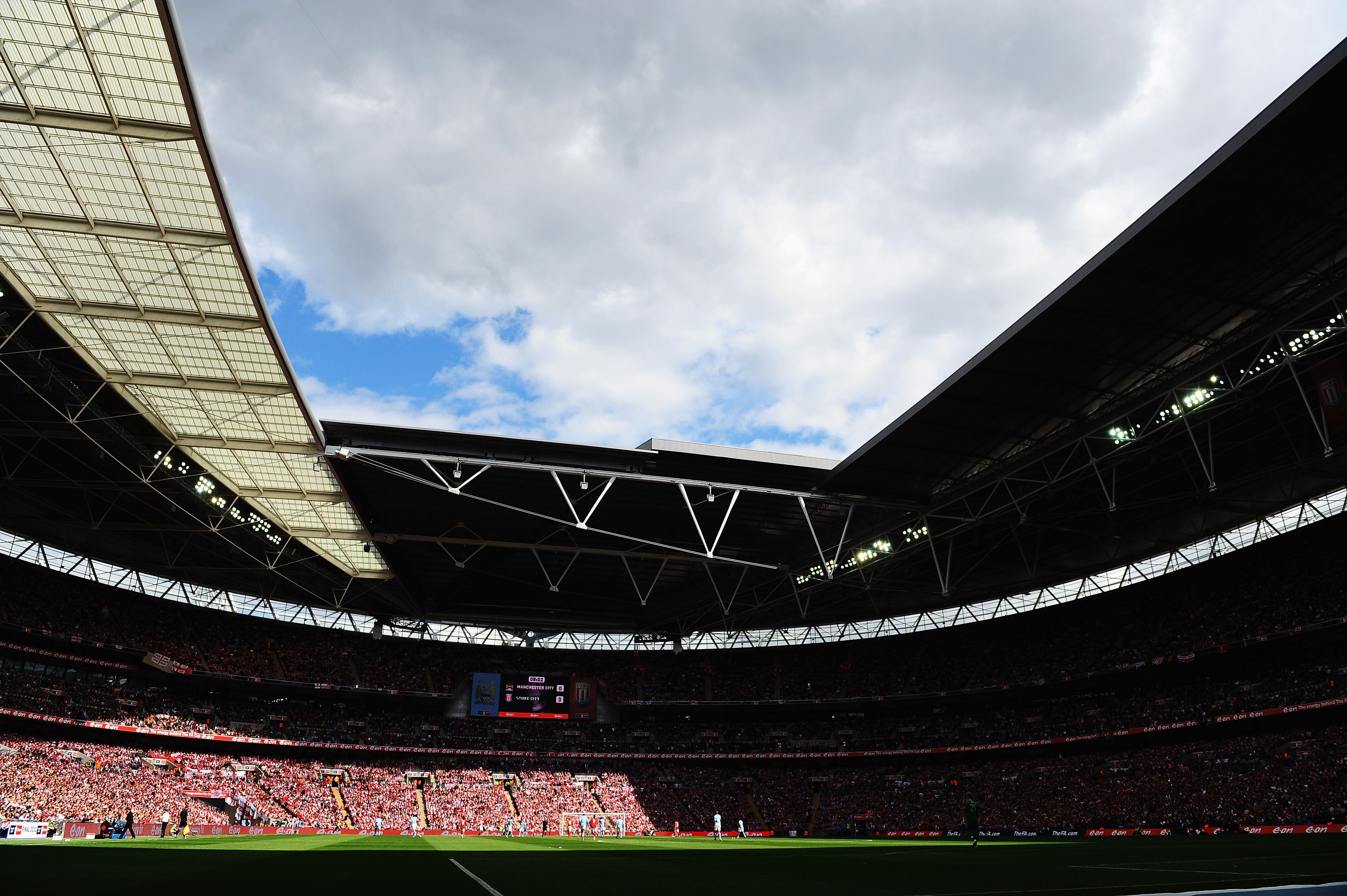 LONDON, ENGLAND - MAY 14: General view during the FA Cup sponsored by E.ON Final match between Manchester City and Stoke City at Wembley Stadium on May 14, 2011 in London, England. (Photo by Mike Hewitt/Getty Images) LONDON, ENGLAND - MAY 14: General view during the FA Cup sponsored by E.ON Final match between Manchester City and Stoke City at Wembley Stadium on May 14, 2011 in London, England. (Photo by Mike Hewitt/Getty Images)