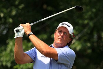 PONTE VEDRA BEACH, FL - MAY 13:  Phil Mickelson hits his tee shot on the fifth hole during the second round of THE PLAYERS Championship held at THE PLAYERS Stadium course at TPC Sawgrass on May 13, 2011 in Ponte Vedra Beach, Florida.  (Photo by Streeter L