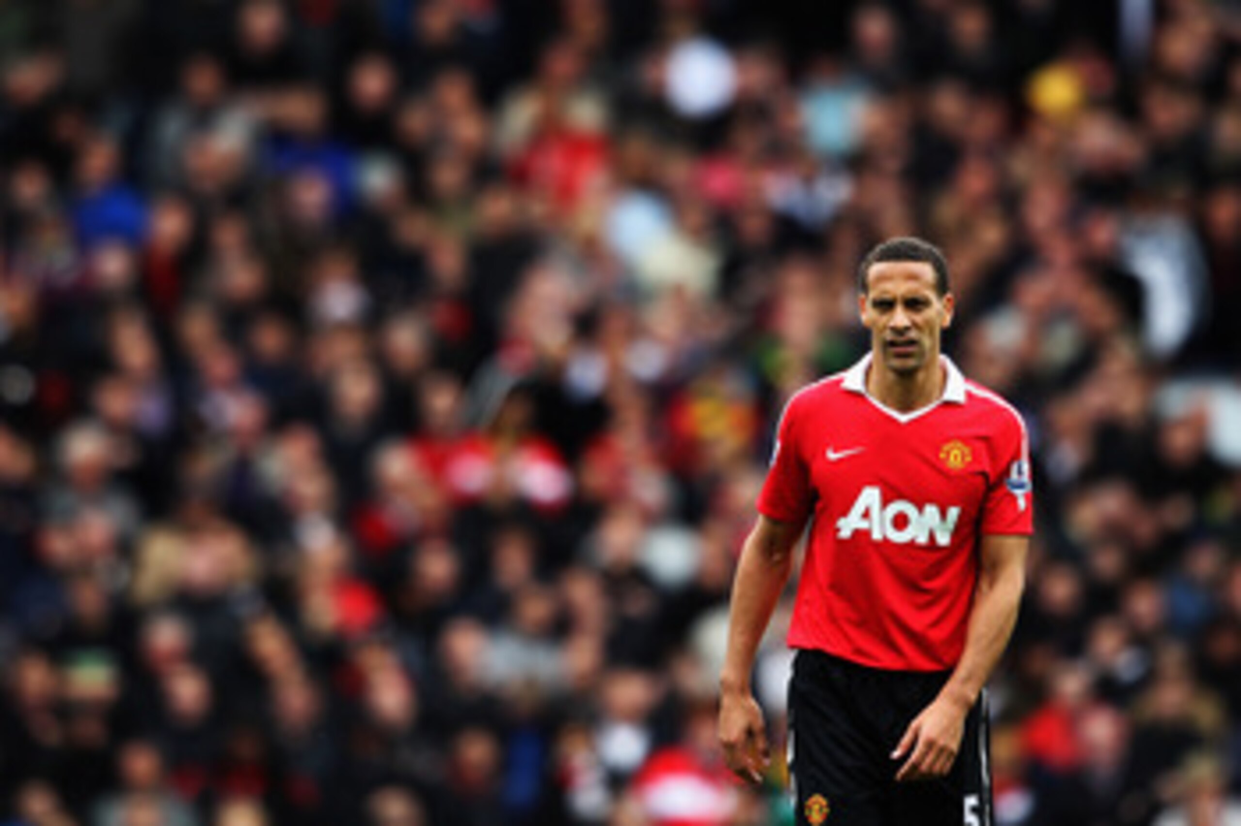 BLACKBURN, ENGLAND - MAY 14:  Rio Ferdinand of Manchester United looks on during the Barclays Premier League match between Blackburn Rovers and Manchester United at Ewood park on May 14, 2011 in Blackburn, England.  (Photo by Dean Mouhtaropoulos/Getty Ima
