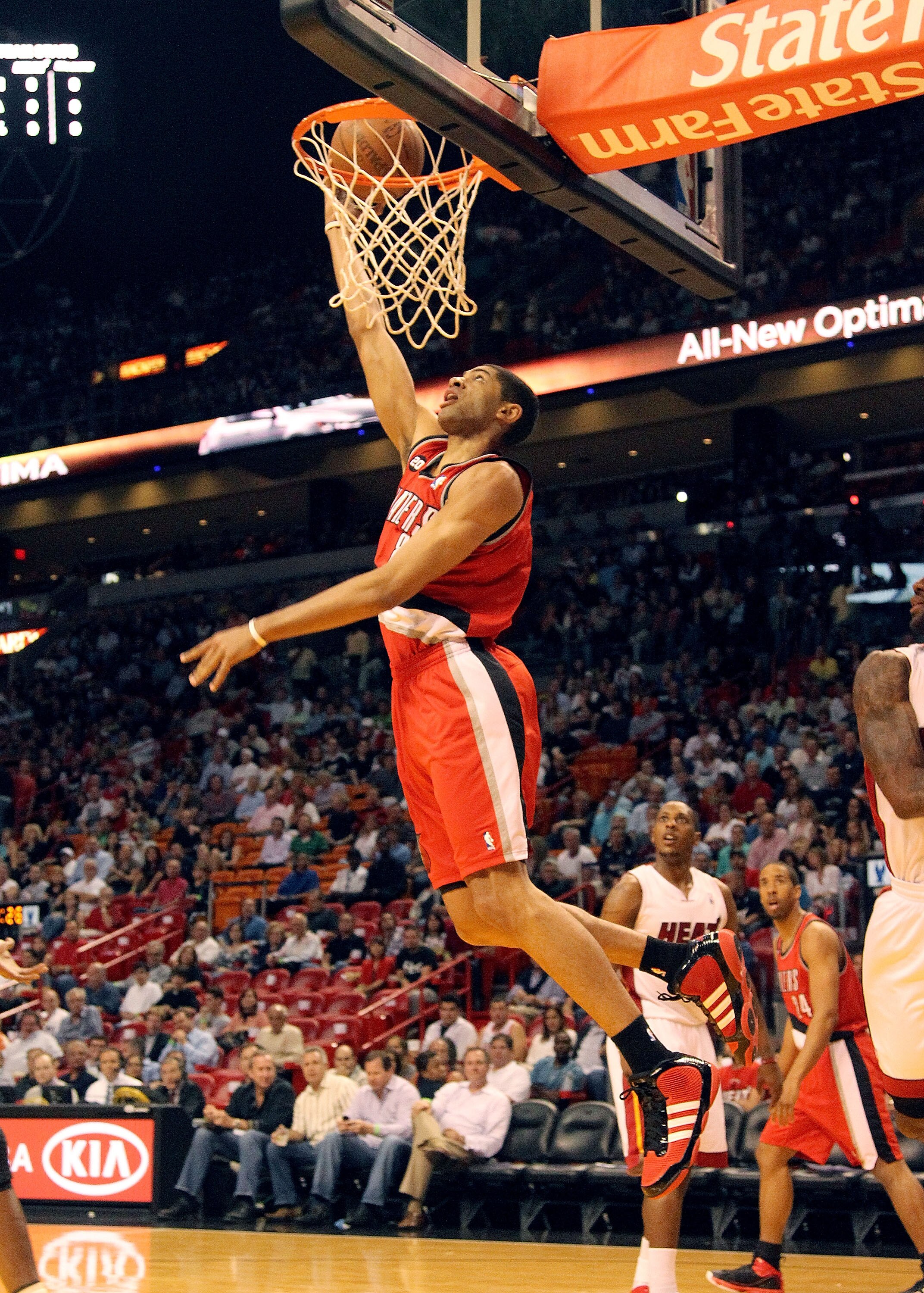 MIAMI, FL - MARCH 08:  Nicholas Batum #88 of the Portland Trail Blazers drives to the basket during a game against the Miami Heat at American Airlines Arena on March 8, 2011 in Miami, Florida. NOTE TO USER: User expressly acknowledges and agrees that, by