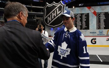 LOS ANGELES, CA - JUNE 26:  Bradley Ross shakes hands after being drafted in the second round by the Toronto Maple Leafs during day two of the 2010 NHL Entry Draft at Staples Center on June 26, 2010 in Los Angeles, California.  (Photo by Bruce Bennett/Get