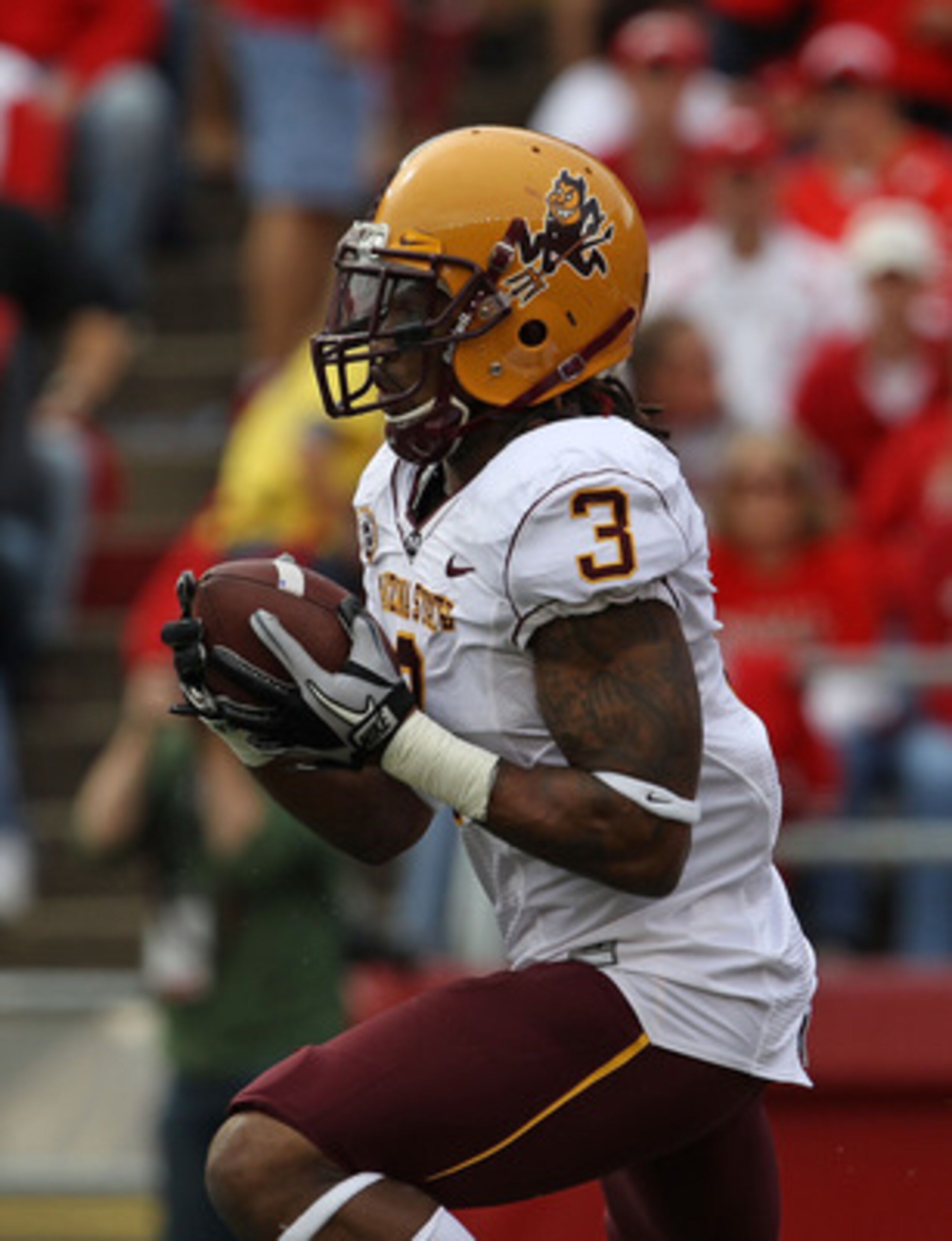 MADISON, WI - SEPTEMBER 18: Omar Bolden #3 of the Arizona State Sun Devils returns a kick-off for a touchdown against the Wisconsin Badgers at Camp Randall Stadium on September 18, 2010 in Madison, Wisconsin. Wisconsin Defeated Arizona State 20-19. (Photo