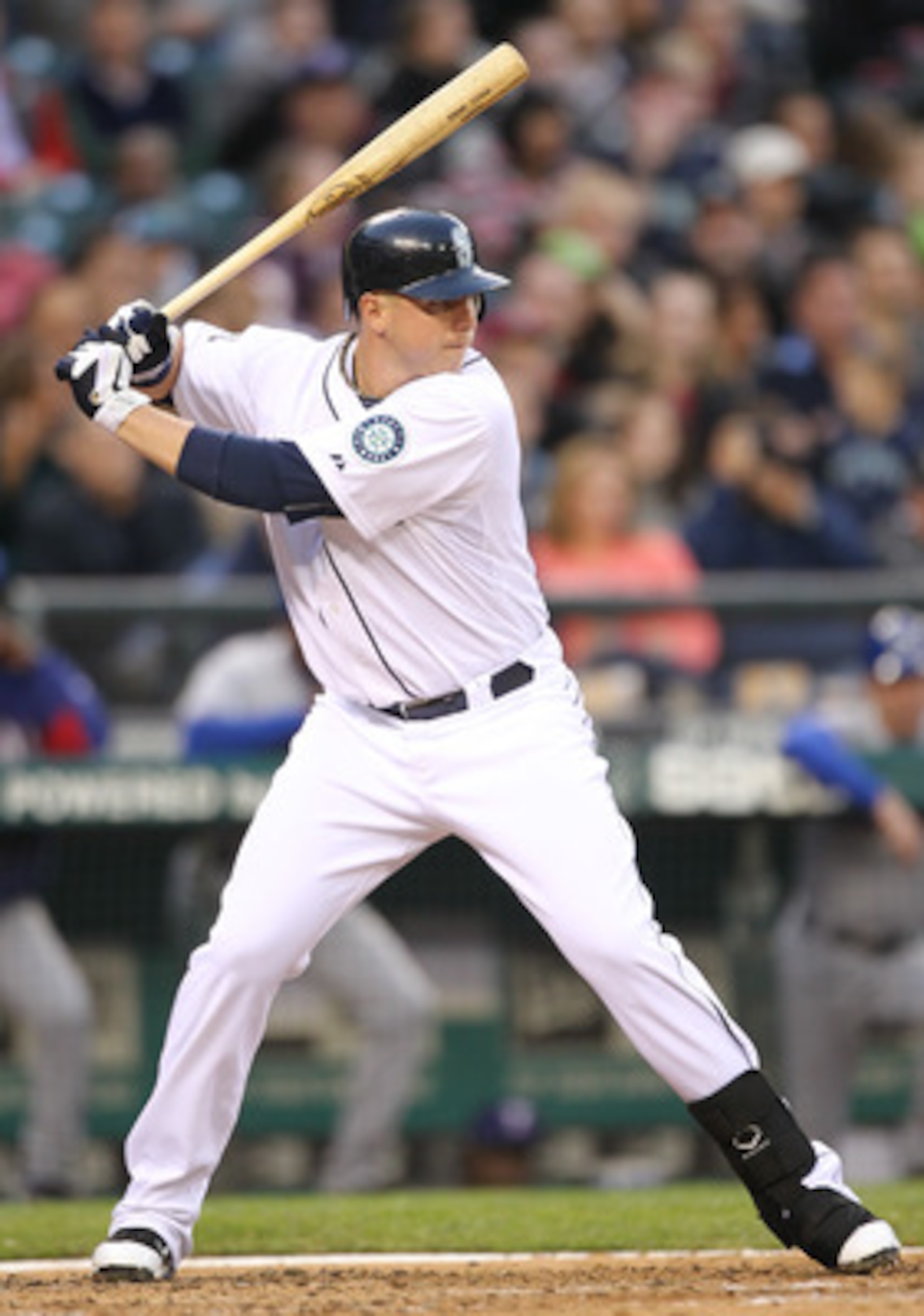 SEATTLE - MAY 04:  Justin Smoak #17 of the Seattle Mariners bats against the Texas Rangers at Safeco Field on May 4, 2011 in Seattle, Washington. (Photo by Otto Greule Jr/Getty Images)