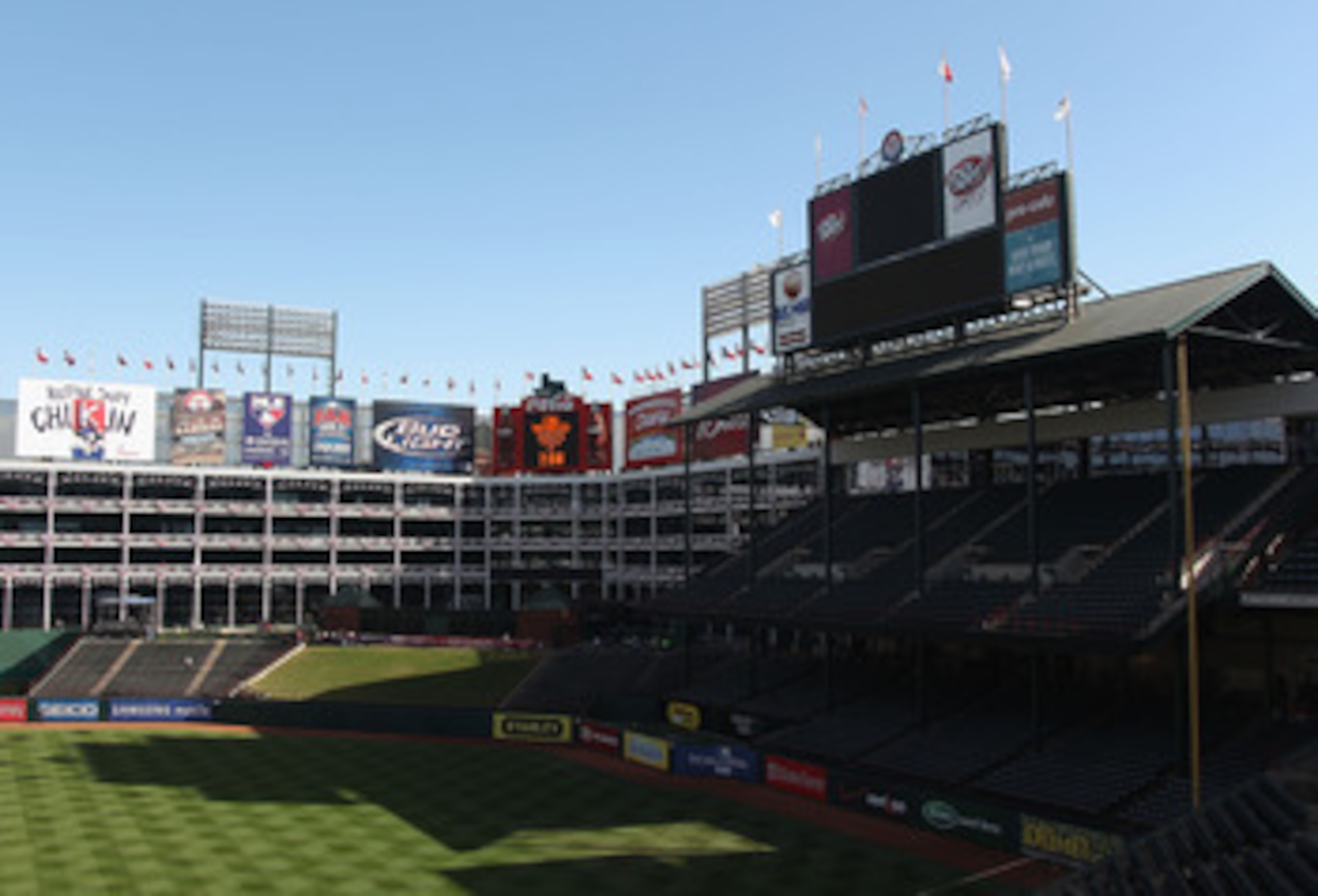 ARLINGTON, TX - NOVEMBER 01:  General view of  Rangers Ballpark before Game Five of the 2010 MLB World Series between the San Francisco Giants and the Texas Rangers on November 1, 2010 in Arlington, Texas.  The Giants defeated the Rangers 3-1 to win the W