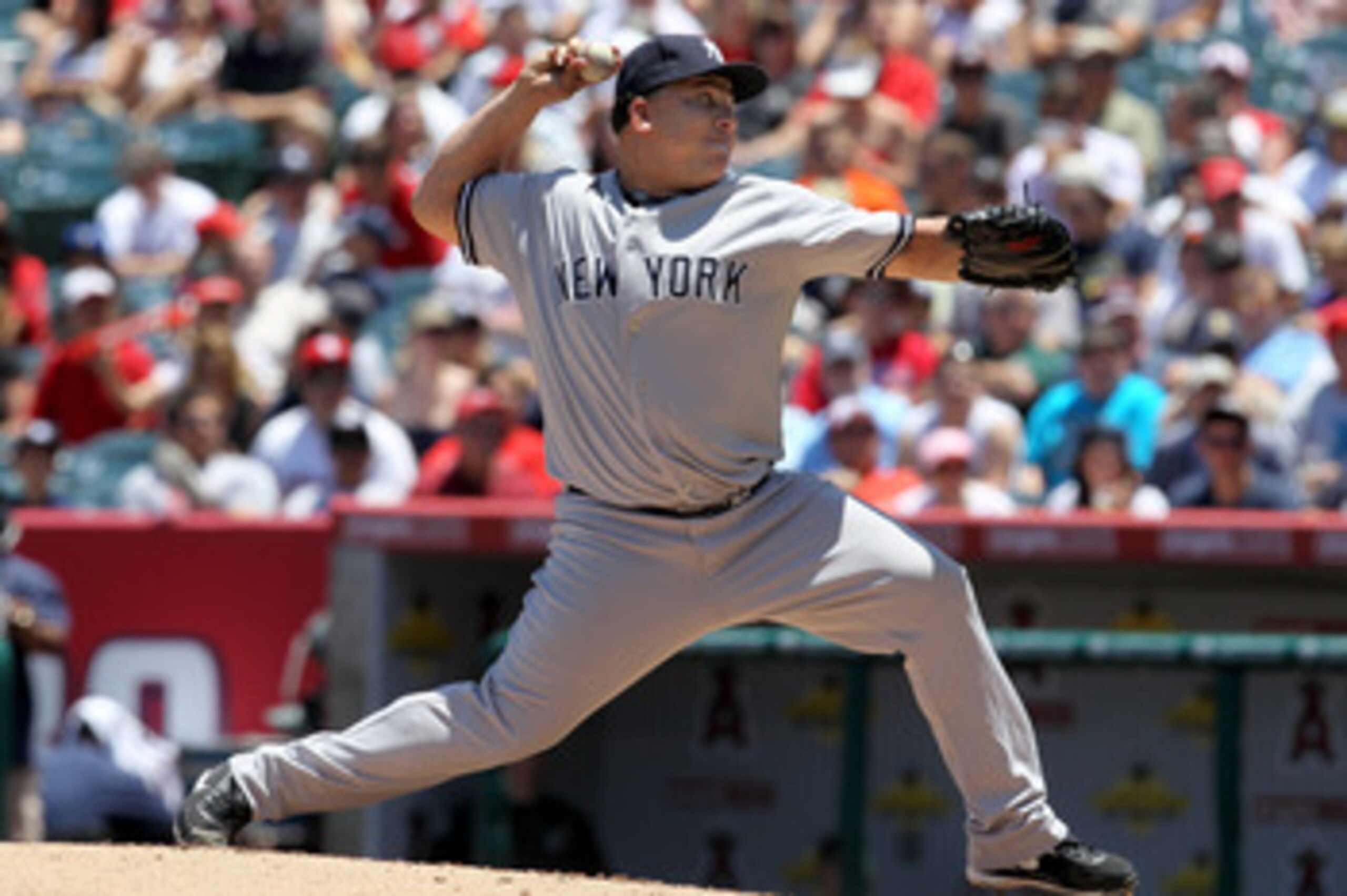 ANAHEIM, CA - JUNE 05:  Bartolo Colon #40 of the New York Yankees throws a pitch against the Los Angeles Angels of Anaheim on June 5, 2011 at Angel Stadium in Anaheim, California.  The Yankees won 5-3.  (Photo by Stephen Dunn/Getty Images)