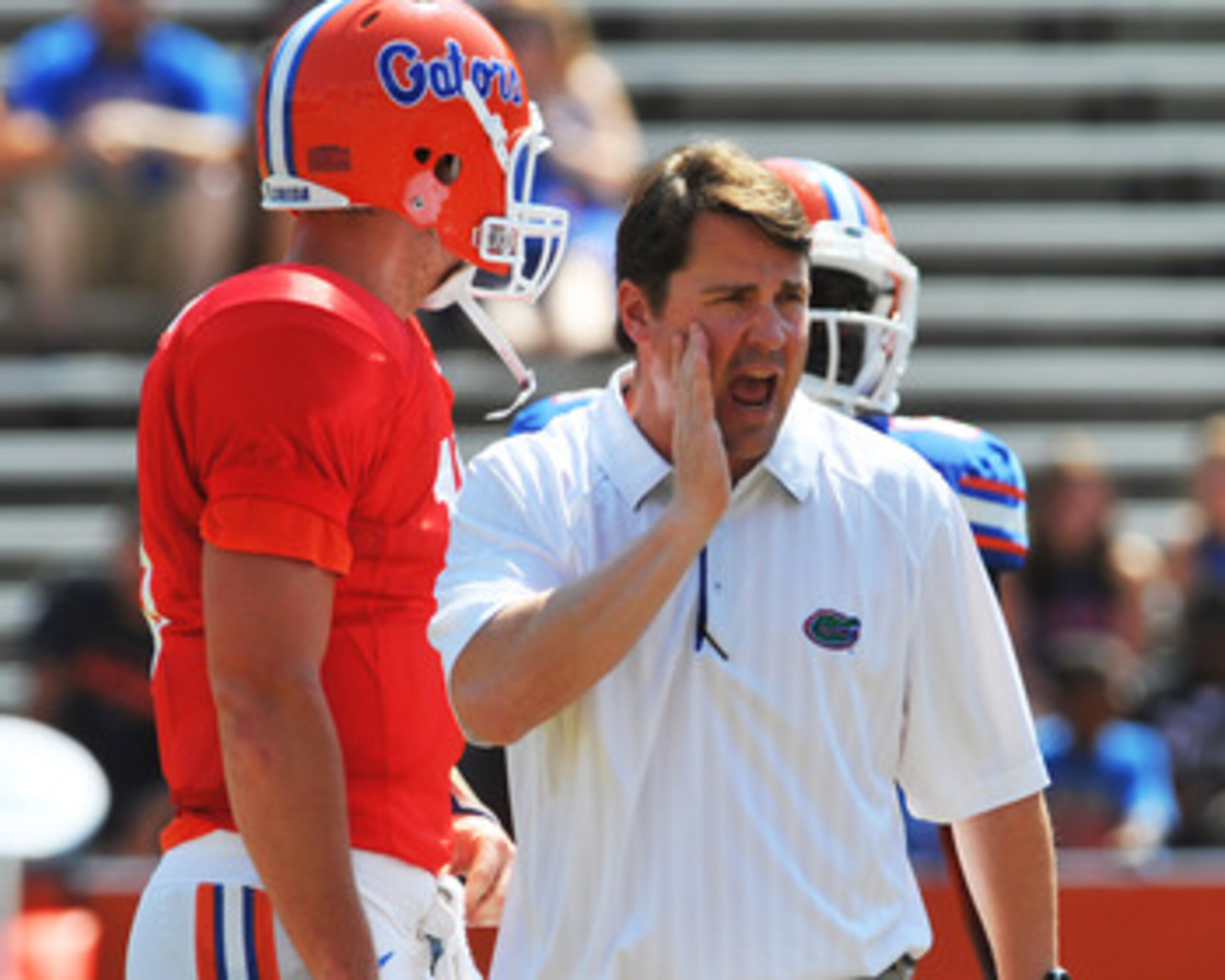 GAINESVILLE, FL - APRIL 9: Coach Will Muschamp of the Florida Gators directs play during the Orange and Blue spring football game April 9, 2011 at Ben Hill Griffin Stadium in Gainesville, Florida. (Photo by Al Messerschmidt/Getty Images) GAINESVILLE, FL - APRIL 9: Coach Will Muschamp of the Florida Gators directs play during the Orange and Blue spring football game April 9, 2011 at Ben Hill Griffin Stadium in Gainesville, Florida. (Photo by Al Messerschmidt/Getty Images)