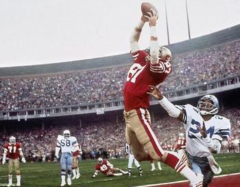 #87 Dwight Clark making the catch over #24 Everson Walls