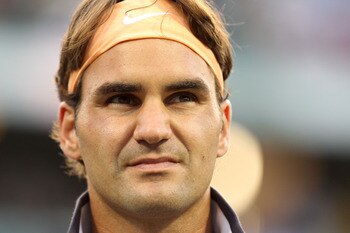 KEY BISCAYNE, FL - APRIL 01:  Roger Federer of Switzerland looks on against Rafael Nadal of Spain during their men's semifinal match at the Sony Ericsson Open at Crandon Park Tennis Center on April 1, 2011 in Key Biscayne, Florida.  (Photo by Al Bello/Get