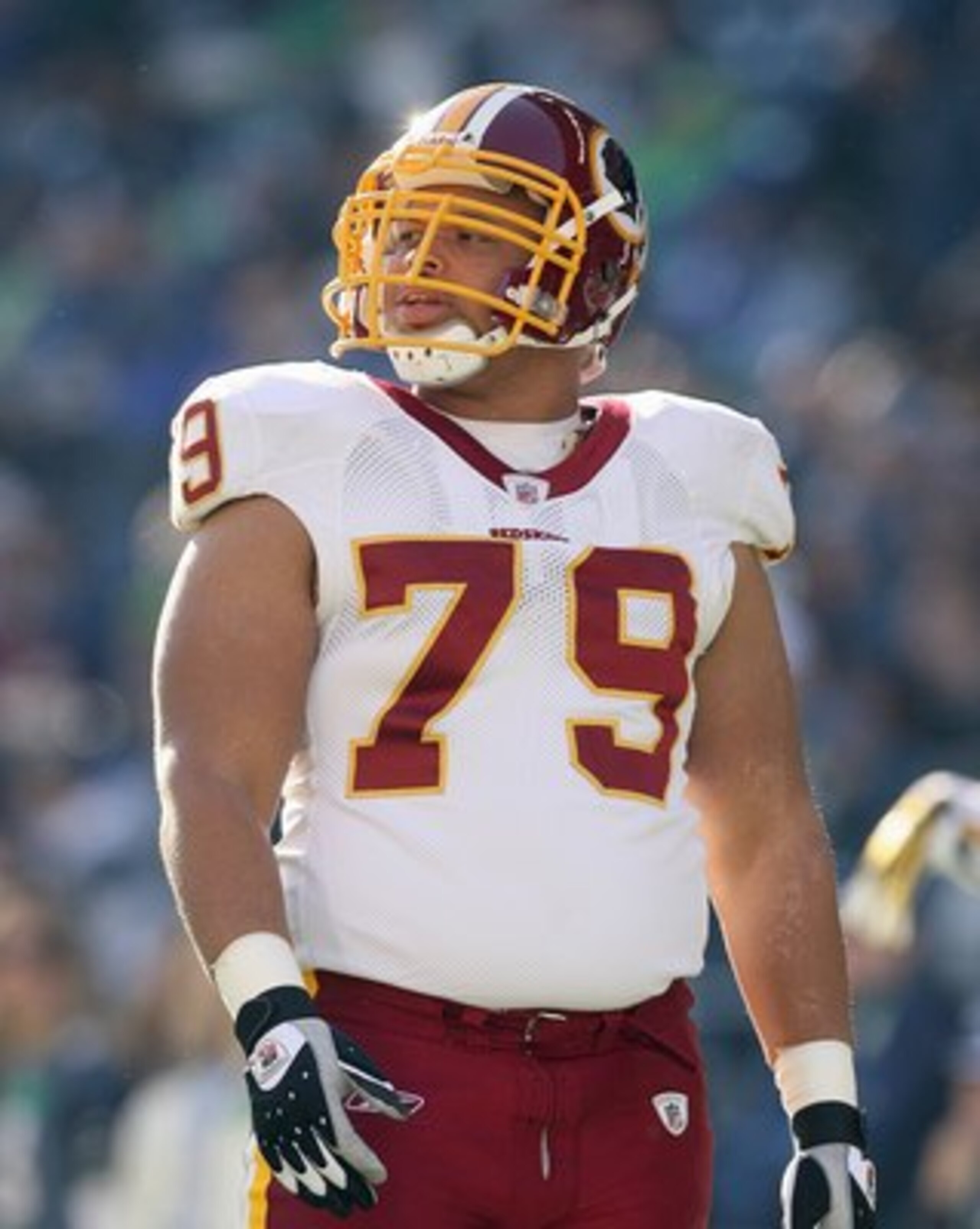 SEATTLE - NOVEMBER 23:  Lorenzo Alexander #79 of the Washington Redskins stands on the field during the game against the Seattle Seahawks on November 23, 2008 at Qwest Field in Seattle, Washington. (Photo by Otto Greule Jr/Getty Images)