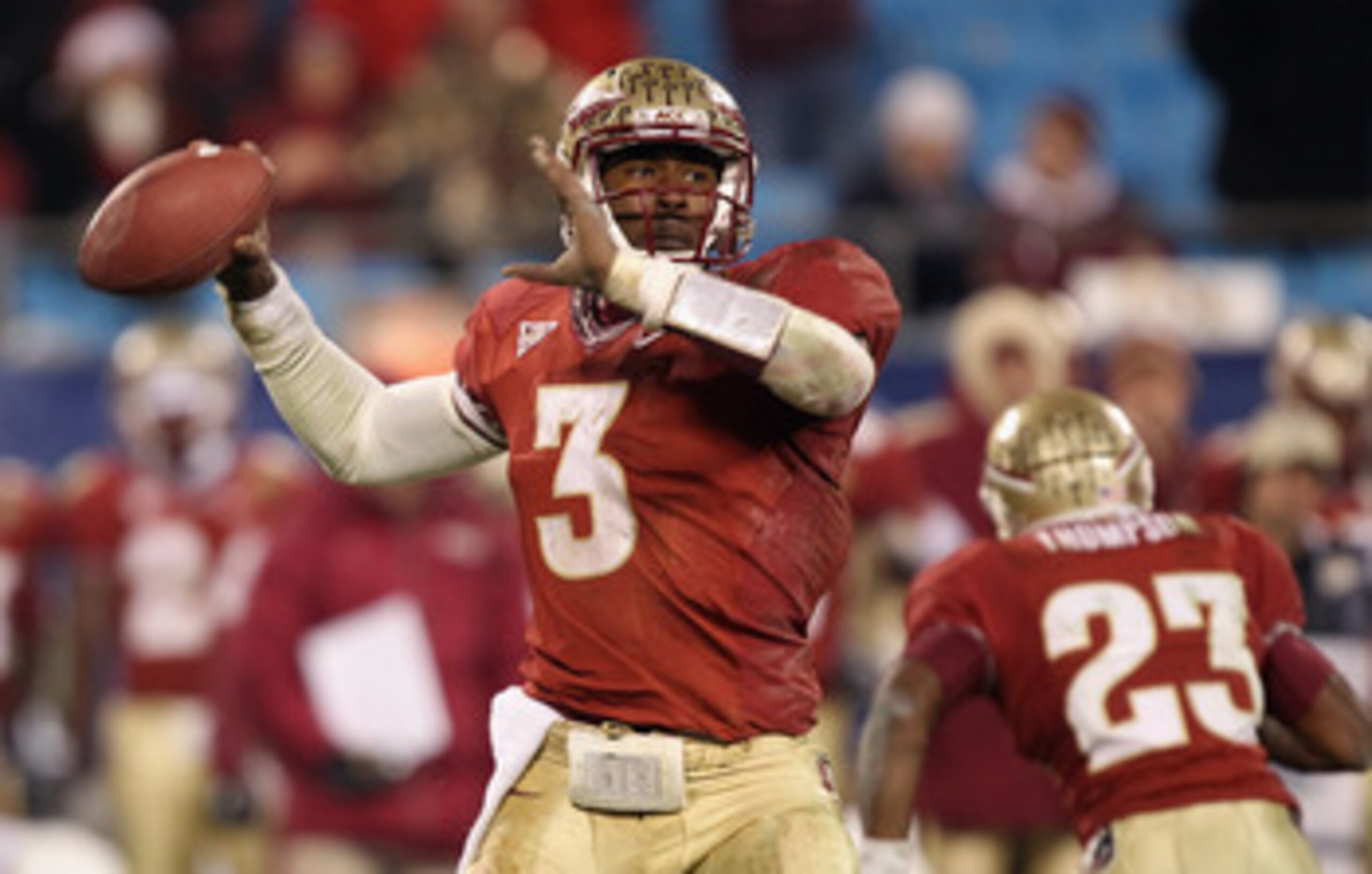 CHARLOTTE, NC - DECEMBER 04: EJ Manuel #3 of the Florida State Seminoles against the Virginia Tech Hokies during their game at Bank of America Stadium on December 4, 2010 in Charlotte, North Carolina. (Photo by Streeter Lecka/Getty Images) CHARLOTTE, NC - DECEMBER 04: EJ Manuel #3 of the Florida State Seminoles against the Virginia Tech Hokies during their game at Bank of America Stadium on December 4, 2010 in Charlotte, North Carolina. (Photo by Streeter Lecka/Getty Images)