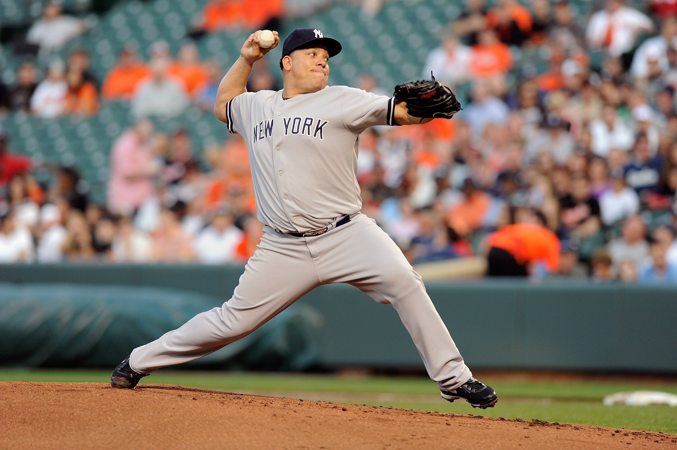 BALTIMORE, MD - MAY 18:  Bartolo Colon #40 of the New York Yankees pitches against the Baltimore Orioles at Oriole Park at Camden Yards on May 18, 2011 in Baltimore, Maryland.  (Photo by Greg Fiume/Getty Images)