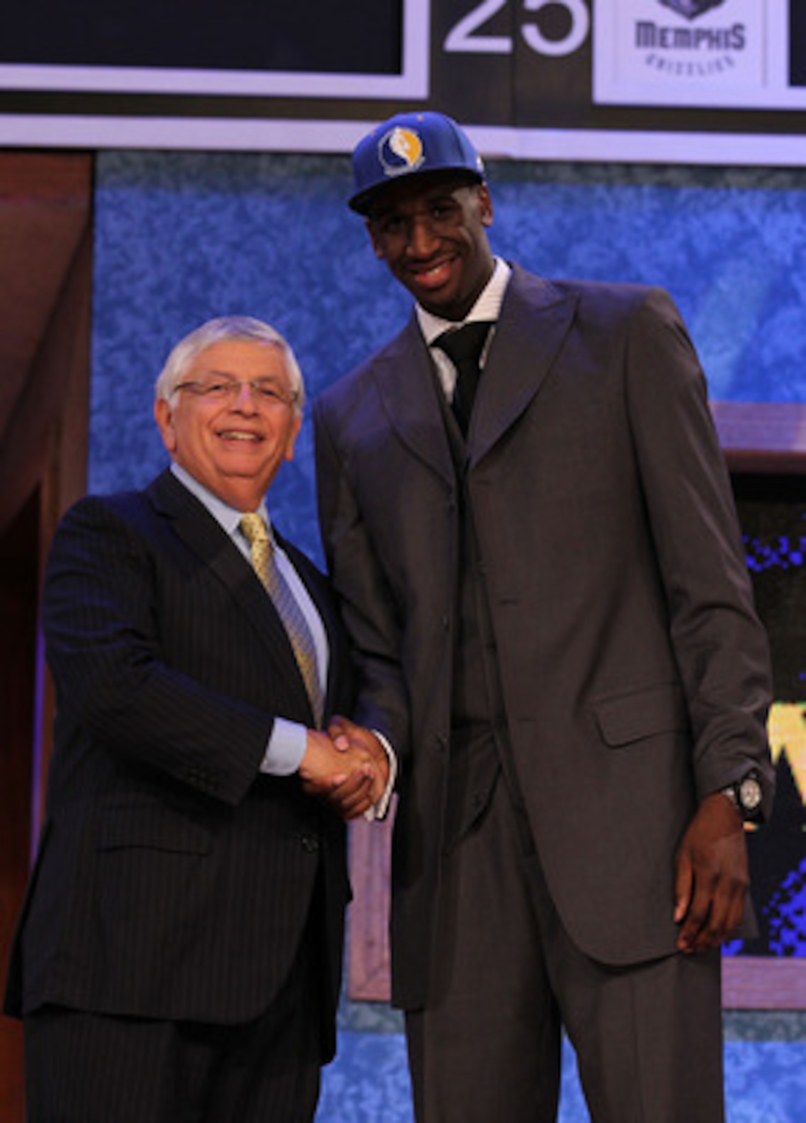 NEW YORK - JUNE 24:  Ekpe Udoh stands with NBA Commisioner David Stern after being drafted sixth by The Golden State warriors  at Madison Square Garden on June 24, 2010 in New York City.  NOTE TO USER: User expressly acknowledges and agrees that, by downl