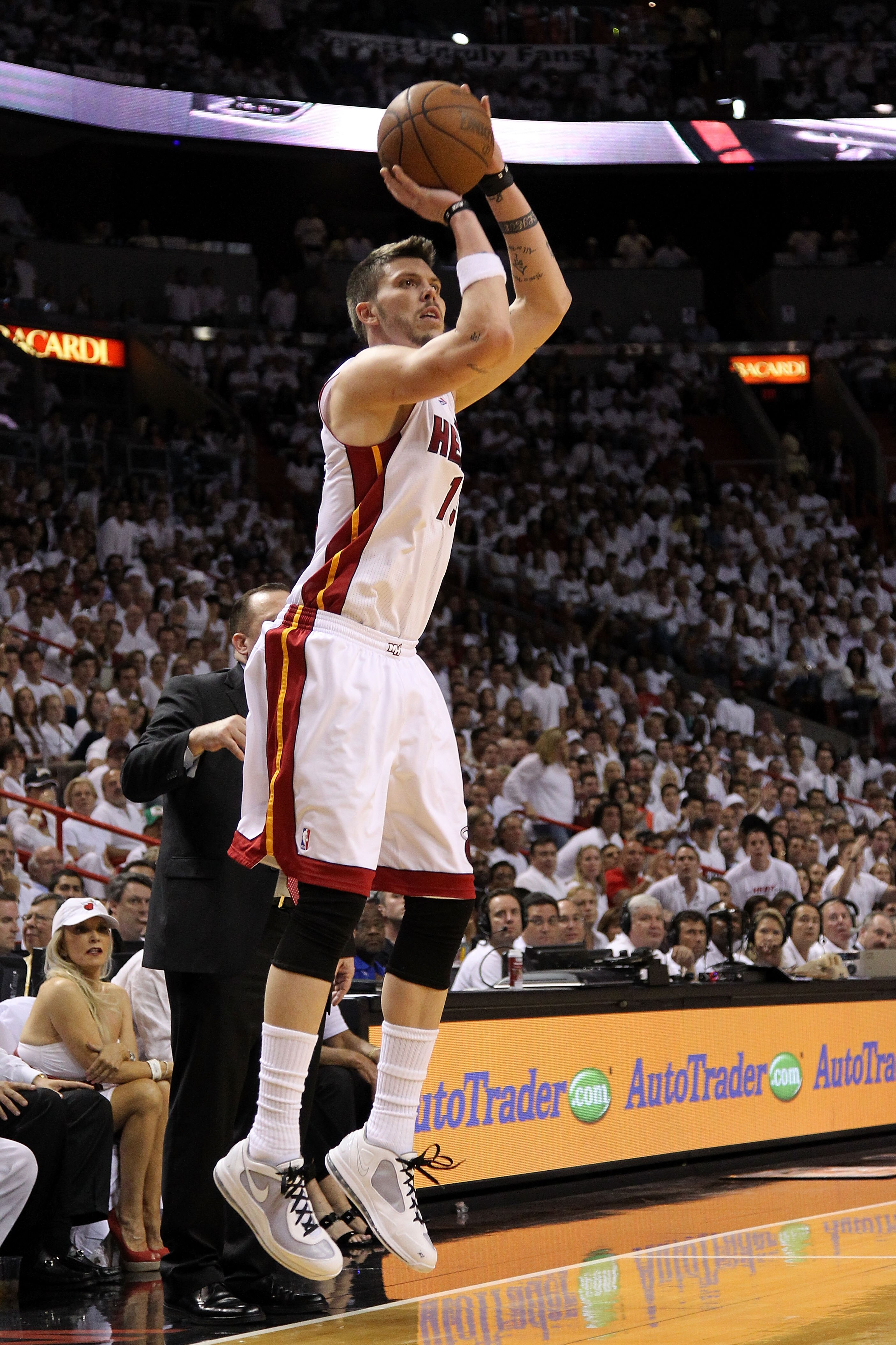 MIAMI, FL - MAY 24:  Mike Miller #13 of the Miami Heat attempts a shot against the Chicago Bulls in Game Four of the Eastern Conference Finals during the 2011 NBA Playoffs on May 24, 2011 at American Airlines Arena in Miami, Florida. NOTE TO USER: User ex