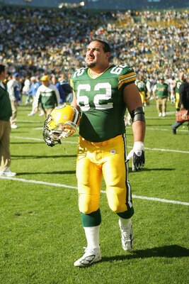 GREEN BAY, WI - OCTOBER 3:  Guard Marco Rivera #52 of the Green Bay Packers leaves the field after the game against the New York Giants on October 3, 2004 at Lambeau Field in Green Bay, Wisconsin.  The Giants won 14-7.  (Photo by Matthew Stockman/Getty Im