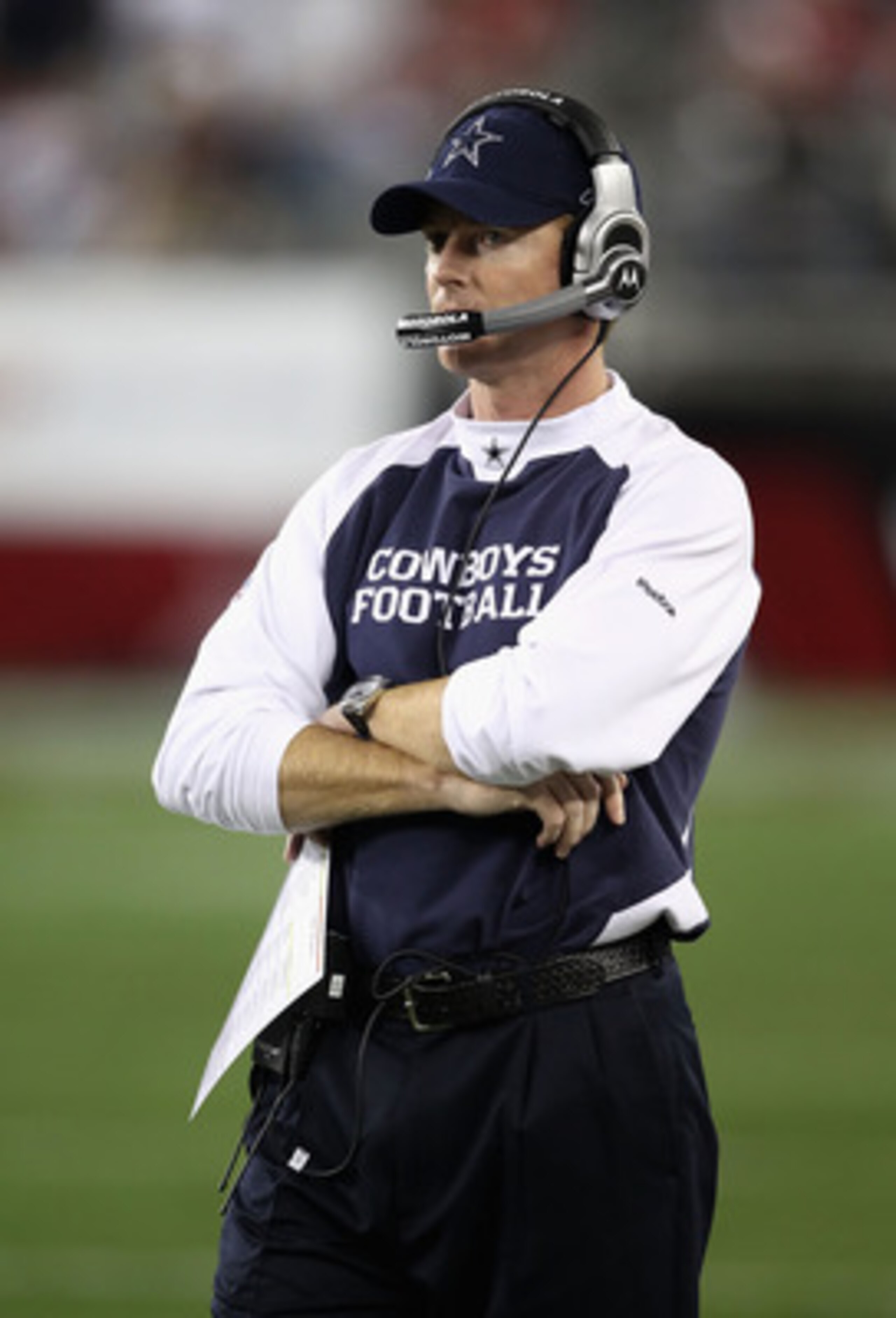 GLENDALE, AZ - DECEMBER 25: Head coach Jason Garrett of the Dallas Cowboys watches from the sidelines during the NFL game against the Arizona Cardinals at the University of Phoenix Stadium on December 25, 2010 in Glendale, Arizona. The Cardinals defeated GLENDALE, AZ - DECEMBER 25: Head coach Jason Garrett of the Dallas Cowboys watches from the sidelines during the NFL game against the Arizona Cardinals at the University of Phoenix Stadium on December 25, 2010 in Glendale, Arizona. The Cardinals defeated