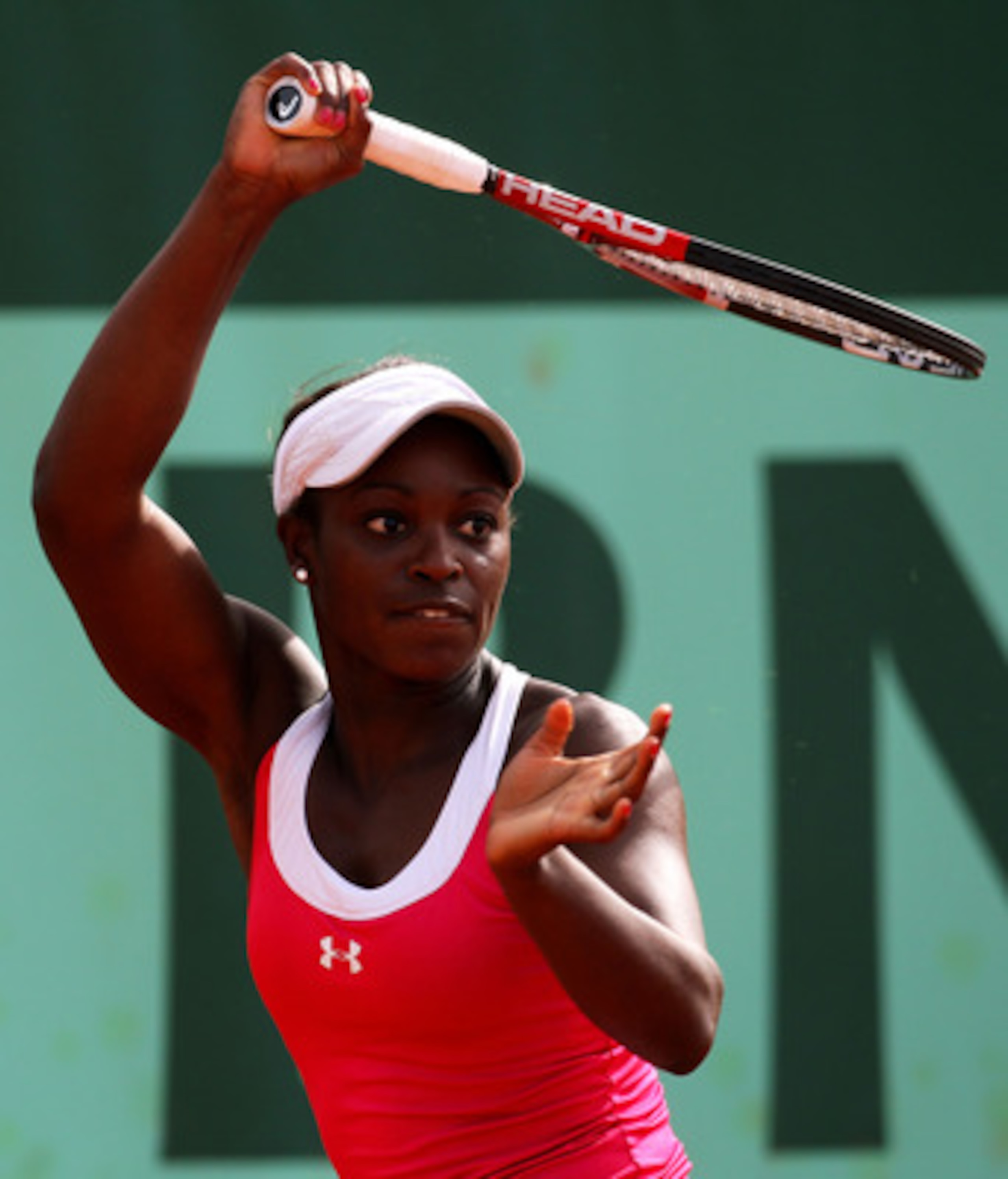 PARIS, FRANCE - MAY 24:  Sloane Stephens of USA hits a forehand during the women's singles round one match between Elena Baltacha of Great Britain and Sloane Stephens of USA on day three of the French Open at Roland Garros on May 24, 2011 in Paris, France