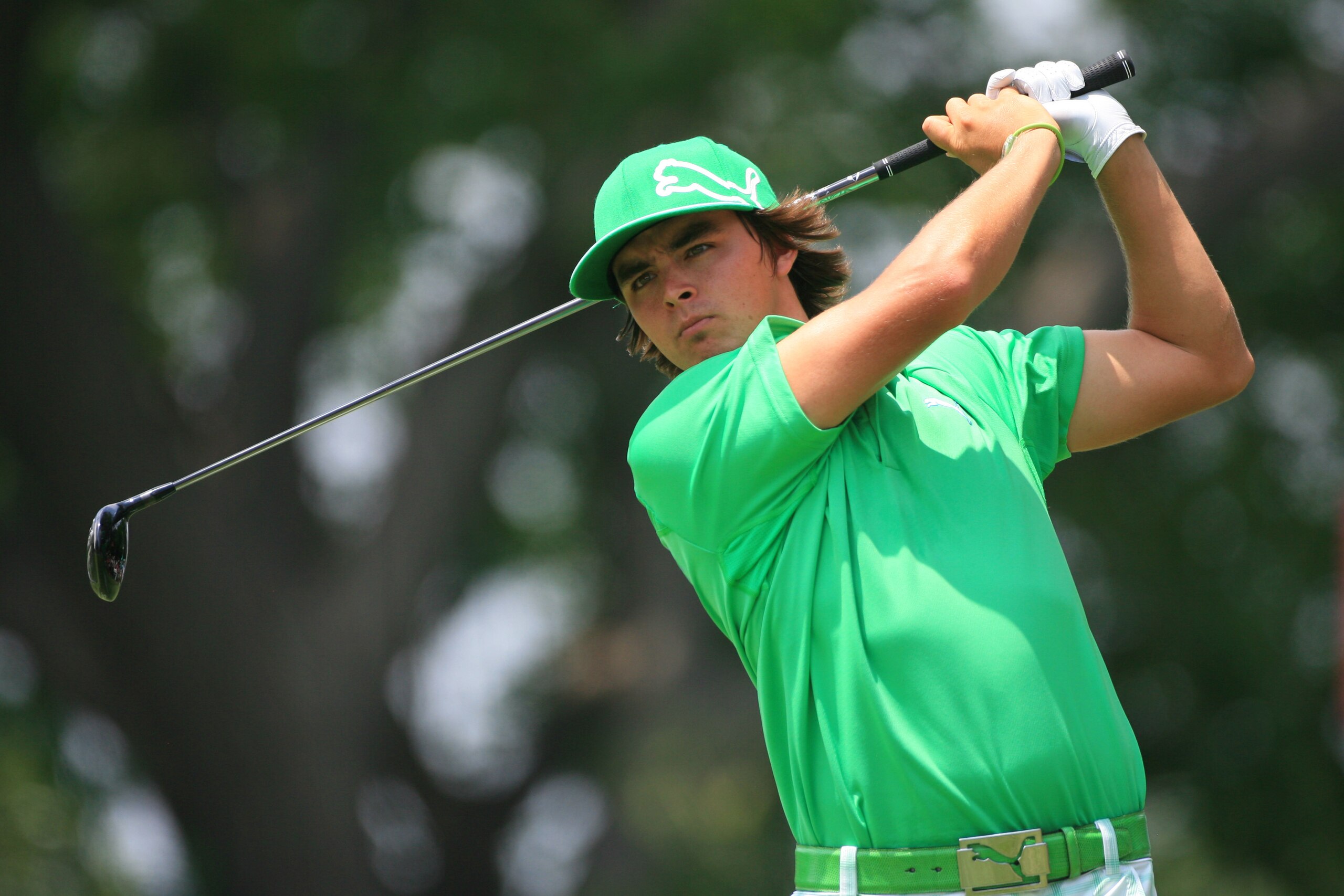 FORT WORTH, TX - MAY 21: Rickie Fowler hits his tee shot on the 12th hole during the third round of the Crowne Plaza Invitational at Colonial Country Club on May 21, 2011 in Fort Worth, Texas. (Photo by Hunter Martin/Getty Images)