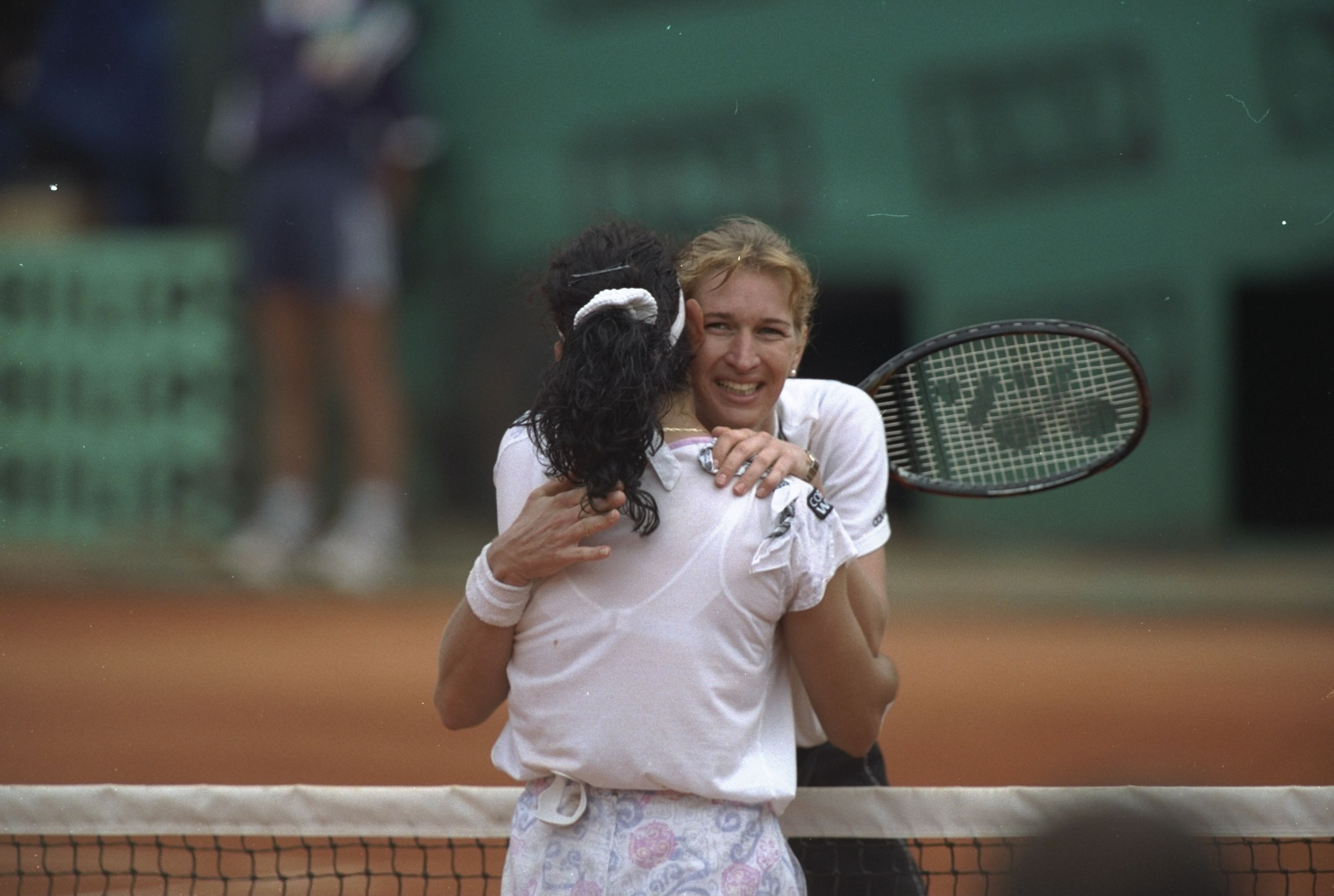Jun 1996: Steffi Graf of Germany embraces Arantxa Sanchez-Vicario of Spain after Grafs victory in the final of the French Open at Roland Garros Stadium, Paris. \ Mandatory Credit: Clive Brunskill /Allsport Jun 1996: Steffi Graf of Germany embraces Arantxa Sanchez-Vicario of Spain after Grafs victory in the final of the French Open at Roland Garros Stadium, Paris. \ Mandatory Credit: Clive Brunskill /Allsport