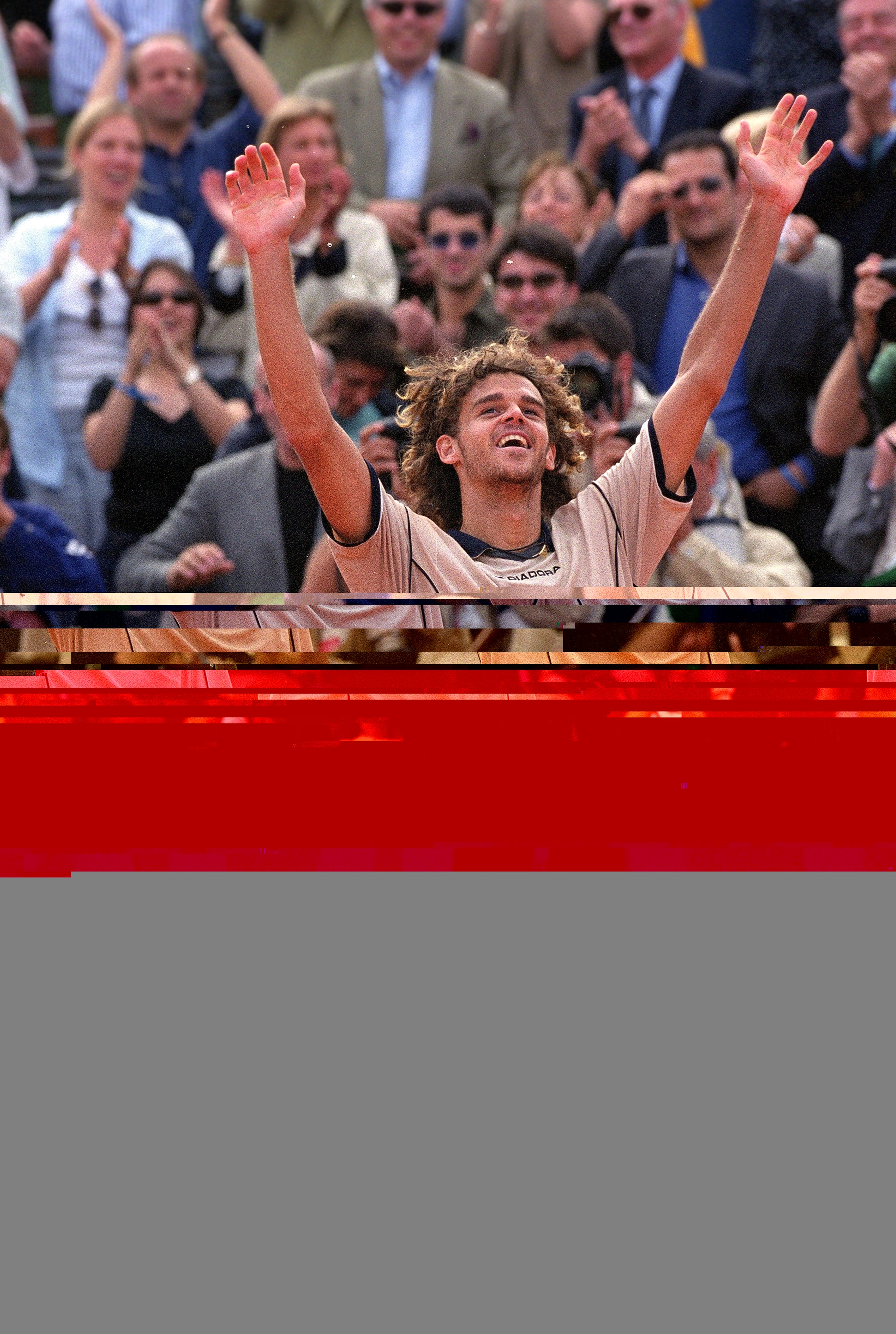 11 Jun 2000:  Gustavo Kuerten of Brazil wins the mens singles final match against Magnus Norman of Sweden at the French Open at Roland Garros in Paris, France. \ Mandatory Credit: Stu Forster /Allsport