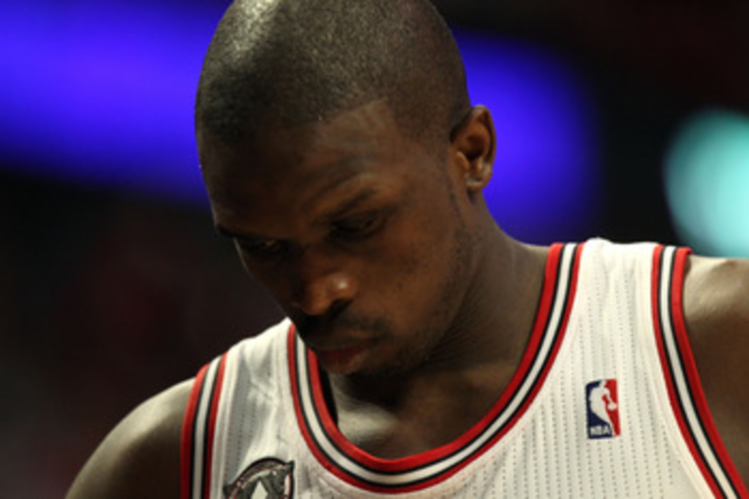 CHICAGO, IL - MAY 18:  Luol Deng #9 of the Chicago Bulls stands on the court with his head down against the Miami Heat in Game Two of the Eastern Conference Finals during the 2011 NBA Playoffs on May 18, 2011 at the United Center in Chicago, Illinois. NOT