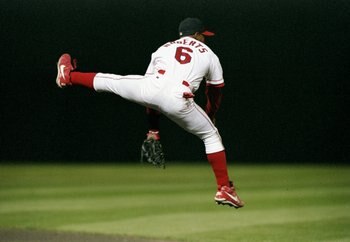 23 Oct 1997:  Outfielder Bip Roberts of the Cleveland Indians in action during the fifth game of the World Series against the Florida Marlins at Jacobs Field in Cleveland, Ohio.  The Marlins won the game 8-7. Mandatory Credit: Doug Pensinger  /Allsport