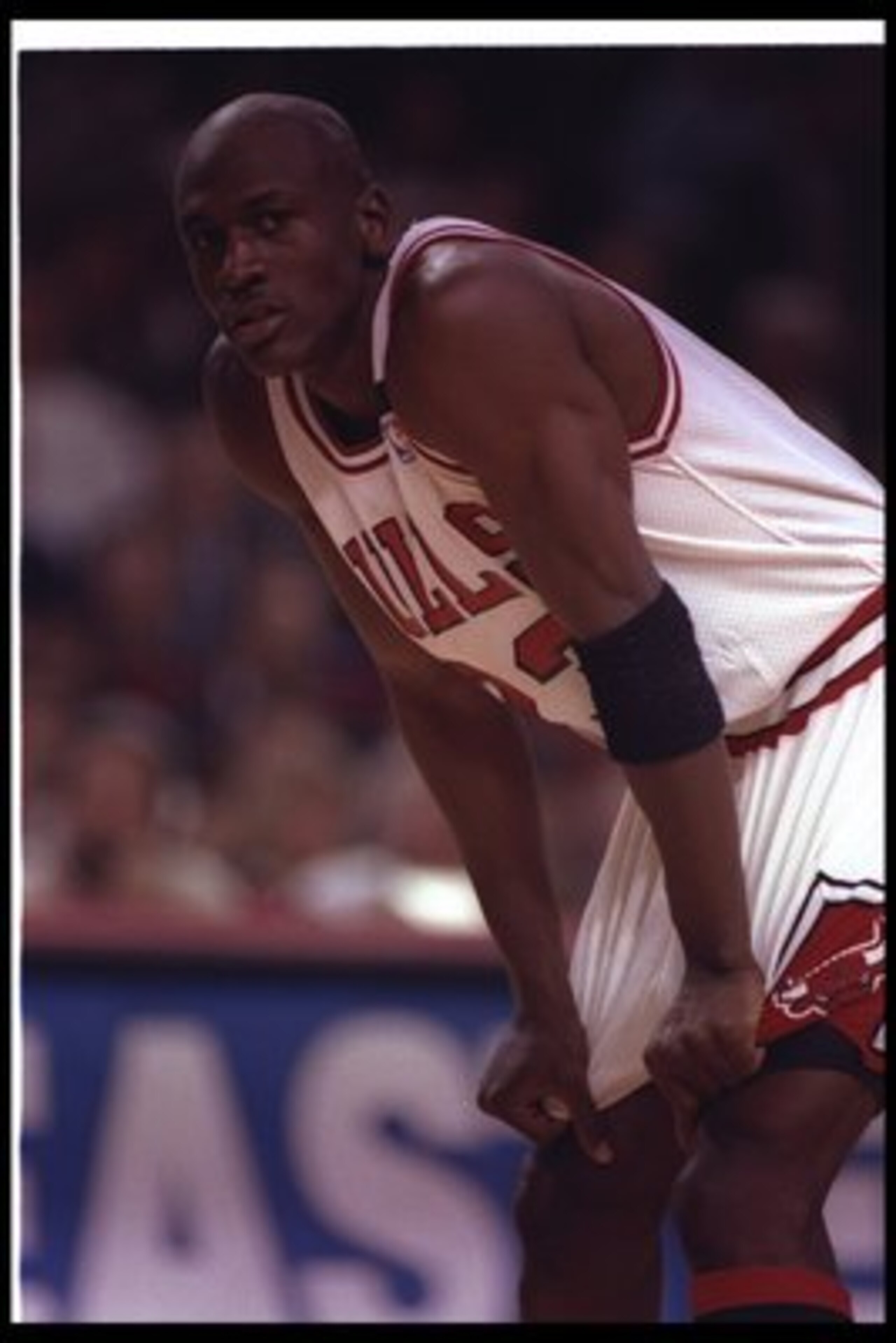 27 May 1992:  Guard Michael Jordan of the Chicago Bulls rests during Game Five of the Eastern Conference finals against the Cleveland Cavaliers at the United Center in Chicago, Illinois.  The Bulls won the game, 112-89. Mandatory Credit: Jonathan Daniel
