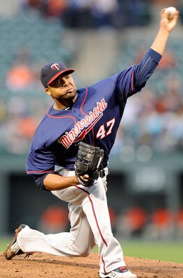 BALTIMORE, MD - APRIL 18:  Francisco Liriano #47 of the Minnesota Twins pitches against the Baltimore Orioles at Oriole Park at Camden Yards on April 18, 2011 in Baltimore, Maryland.  (Photo by Greg Fiume/Getty Images)