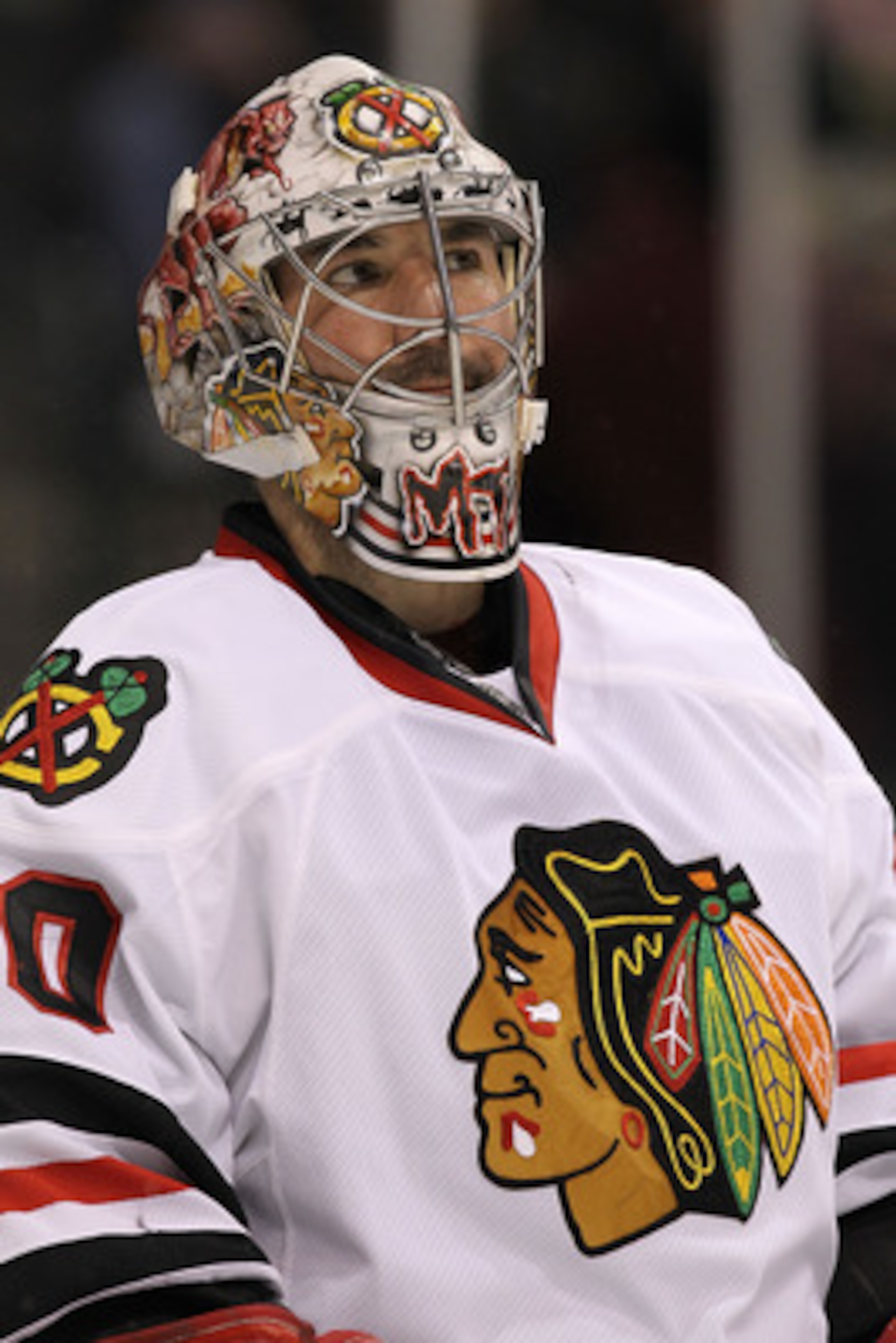 DALLAS, TX - FEBRUARY 11:  Goaltender Marty Turco #30 of the Chicago Blackhawks in goal against the Dallas Stas at American Airlines Center on February 11, 2011 in Dallas, Texas.  (Photo by Ronald Martinez/Getty Images)