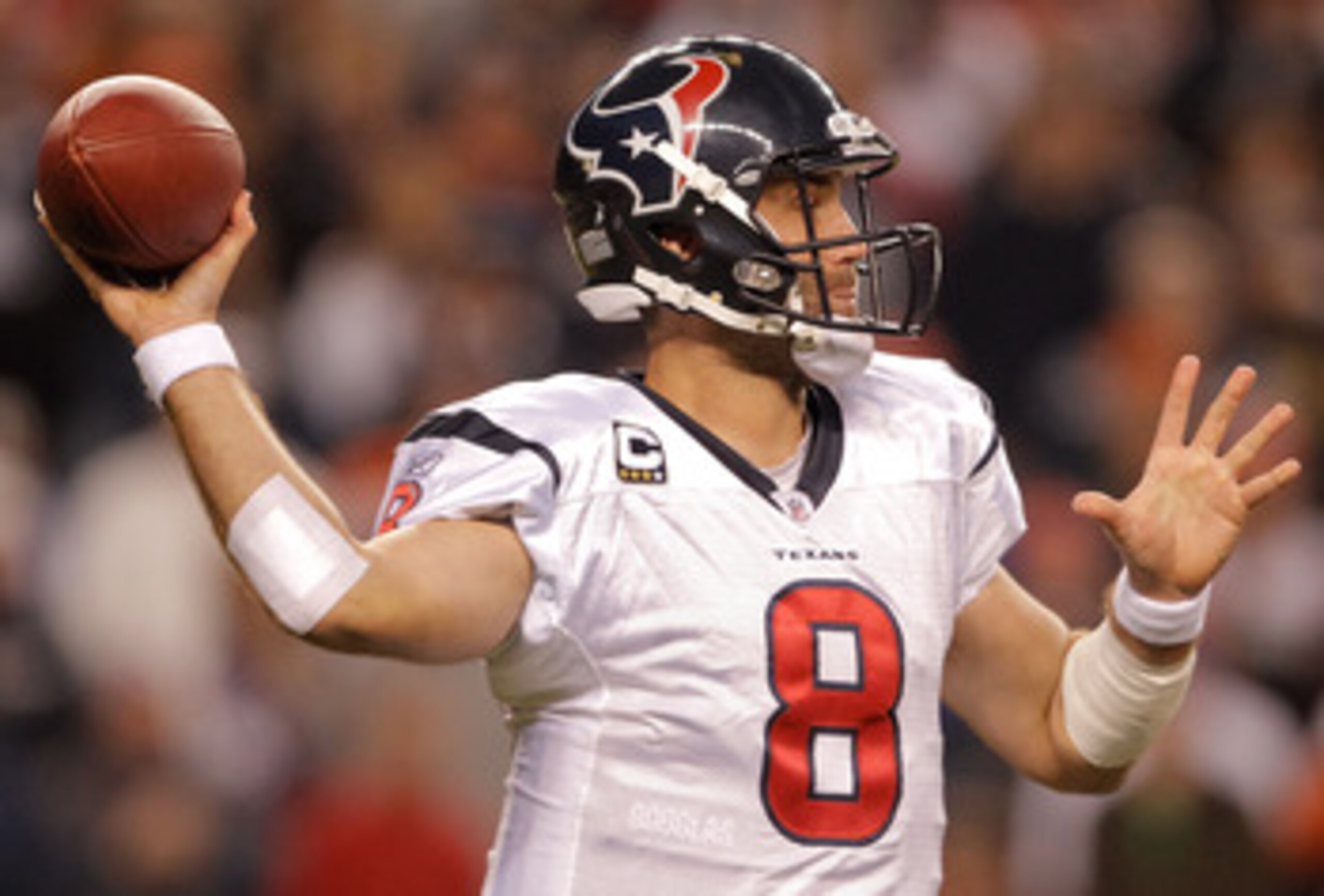DENVER - DECEMBER 26: Quarterback Matt Schaub #8 of the Houston Texans throws a pass against the Denver Broncos during the fourth quarter at INVESCO Field at Mile High on December 26, 2010 in Denver, Colorado. The Denver Broncos defeated the Houston Tex DENVER - DECEMBER 26: Quarterback Matt Schaub #8 of the Houston Texans throws a pass against the Denver Broncos during the fourth quarter at INVESCO Field at Mile High on December 26, 2010 in Denver, Colorado. The Denver Broncos defeated the Houston Tex