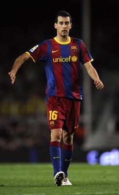 BARCELONA, SPAIN - APRIL 23:  Sergio Busquets of FC Barcelona looks on during the La Liga match between Barcelona and CA Osasuna at Camp Nou Stadium on April 23, 2011 in Barcelona, Spain. Barcelona won 2-0.  (Photo by David Ramos/Getty Images)