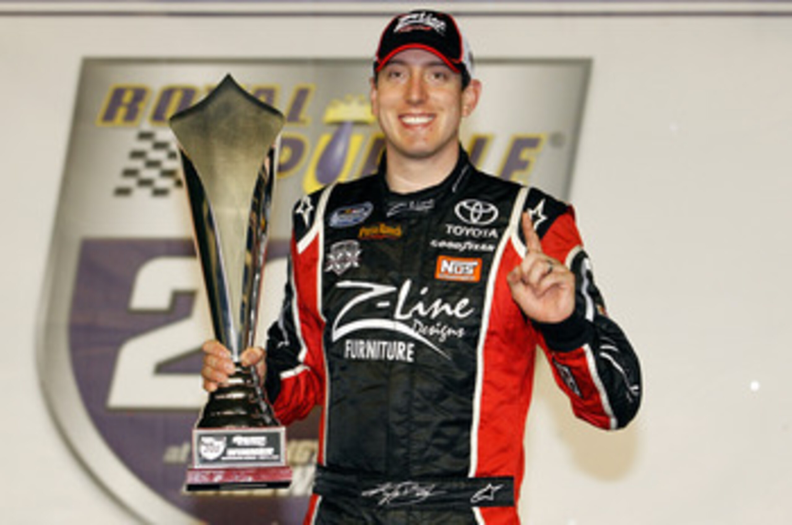 DARLINGTON, SC - MAY 06: Kyle Busch, driver of the #18 Z-Line Designs Toyota, celebrates in Victory Lane after winning the NASCAR Nationwide Series Royal Purple 200 at Darlington Raceway on May 6, 2011 in Darlington, South Carolina. (Photo by Chris Gray DARLINGTON, SC - MAY 06: Kyle Busch, driver of the #18 Z-Line Designs Toyota, celebrates in Victory Lane after winning the NASCAR Nationwide Series Royal Purple 200 at Darlington Raceway on May 6, 2011 in Darlington, South Carolina. (Photo by Chris Gray