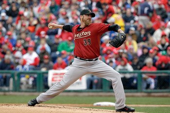 PHILADELPHIA, PA - APRIL 01:  Pitcher Brett Myers #39 of the Houston Astros delivers to a Philadelphia Phillies batter during the second inning of  opening day at Citizens Bank Park on April 1, 2011 in Philadelphia, Pennsylvania.  (Photo by Rob Carr/Getty