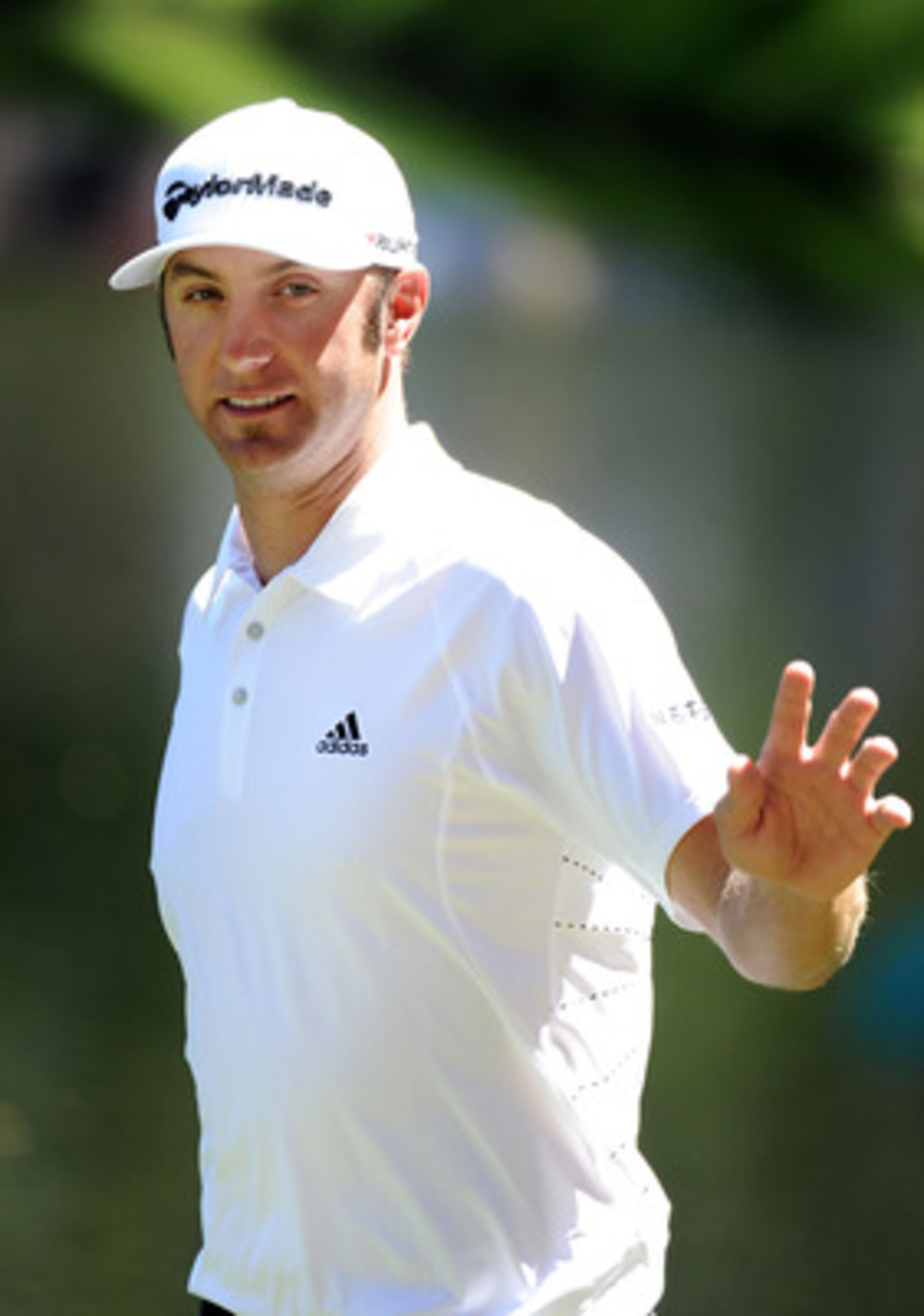 AUGUSTA, GA - APRIL 06: Duston Johnson waves to fans during the Par 3 Contest prior to the 2011 Masters Tournament at Augusta National Golf Club on April 6, 2011 in Augusta, Georgia. (Photo by Harry How/Getty Images) AUGUSTA, GA - APRIL 06: Duston Johnson waves to fans during the Par 3 Contest prior to the 2011 Masters Tournament at Augusta National Golf Club on April 6, 2011 in Augusta, Georgia. (Photo by Harry How/Getty Images)