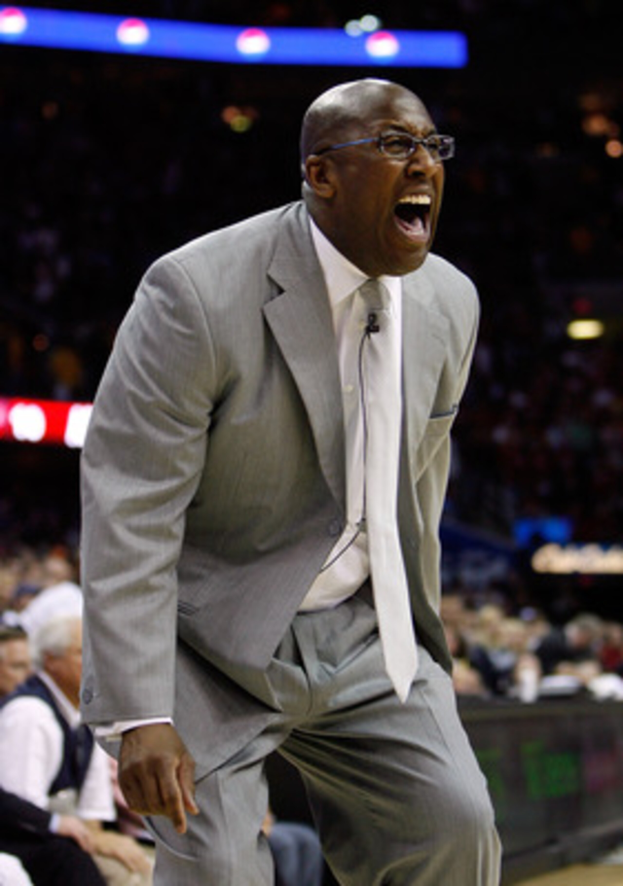 CLEVELAND - MAY 16: Head coach Mike Brown of the Cleveland Cavaliers coaches against the Boston Celtics in Game Six of the Eastern Conference Semifinals during the 2008 NBA Playoffs on May 16, 2008 at the Quicken Loans Arena in Cleveland, Ohio. NOTE TO U CLEVELAND - MAY 16: Head coach Mike Brown of the Cleveland Cavaliers coaches against the Boston Celtics in Game Six of the Eastern Conference Semifinals during the 2008 NBA Playoffs on May 16, 2008 at the Quicken Loans Arena in Cleveland, Ohio. NOTE TO U