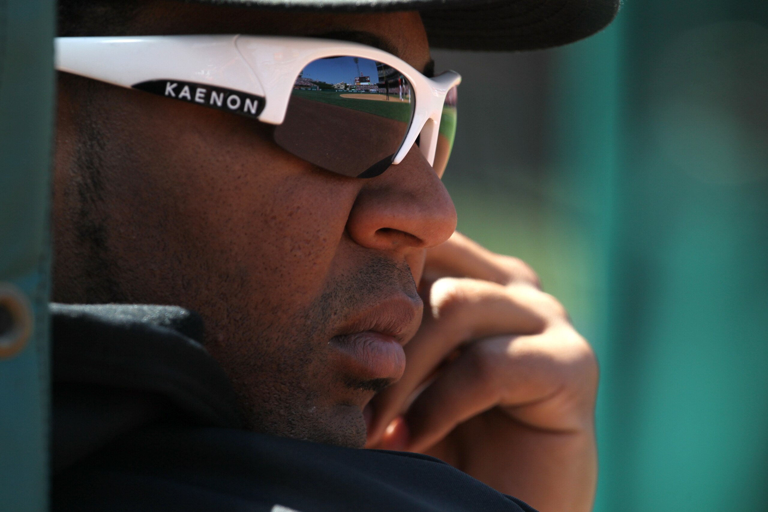 ANAHEIM, CA - APRIL 10:  Infielder Edwin Encarnacion #10 of the Toronto Blue Jays looks on from the dugout in the game with the Los Angeles Angels of Anaheim on April 10, 2011 at Angel Stadium in Anaheim, California.    (Photo by Stephen Dunn/Getty Images