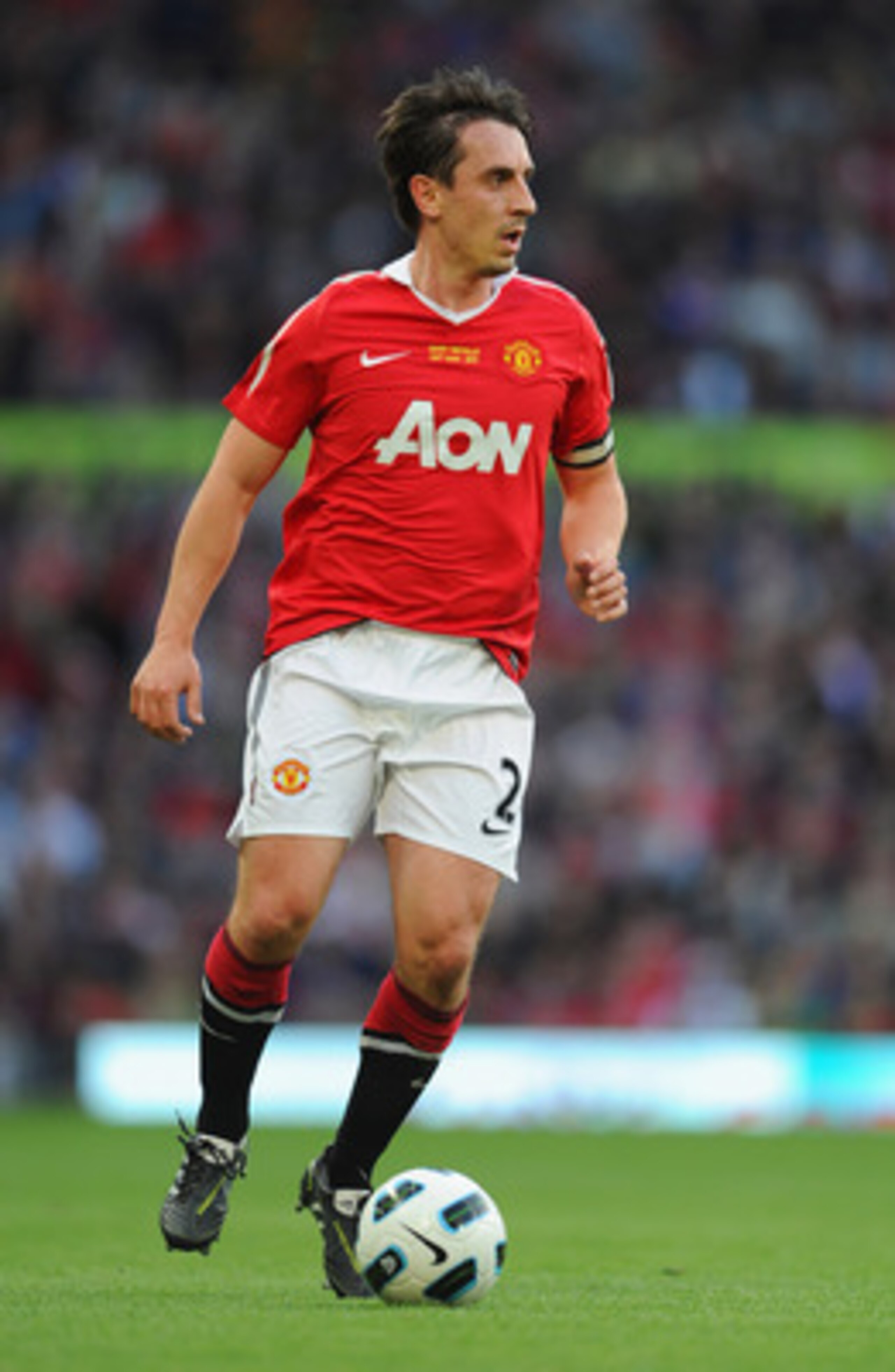 MANCHESTER, ENGLAND - MAY 24: Gary Neville of Manchester United during the Gary Neville Testimonial Match between Manchester United and Juventus at Old Trafford on May 24, 2011 in Manchester, England.  (Photo by Michael Regan/Getty Images)