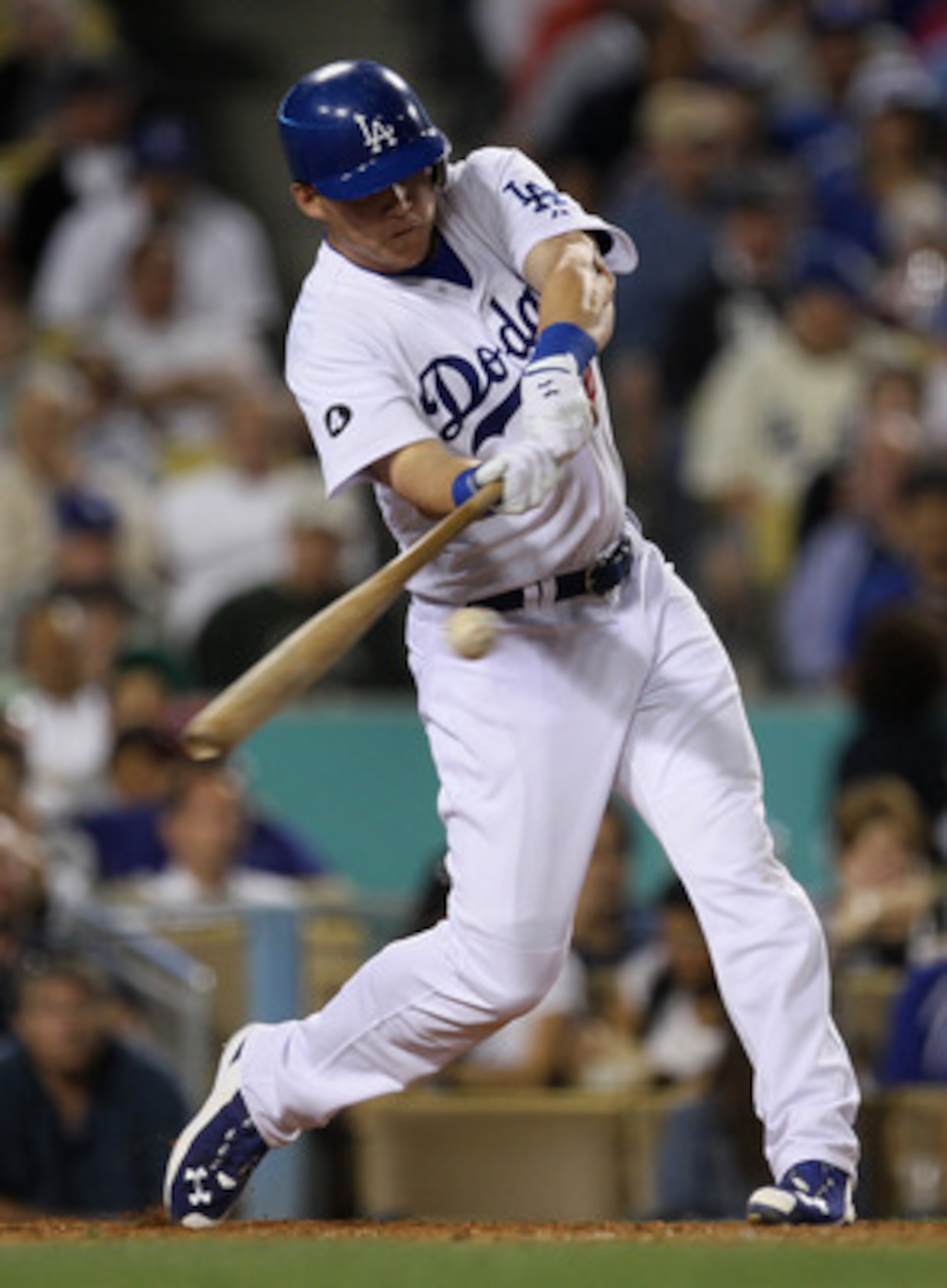 LOS ANGELES, CA - MAY 02: Jerry Sands #47 of the Los Angeles Dodgers hits a two RBI double in the fifth inning against the Chicago Cubs on May 2, 2011 at Dodger Stadium in Los Angeles, California. (Photo by Stephen Dunn/Getty Images) LOS ANGELES, CA - MAY 02: Jerry Sands #47 of the Los Angeles Dodgers hits a two RBI double in the fifth inning against the Chicago Cubs on May 2, 2011 at Dodger Stadium in Los Angeles, California. (Photo by Stephen Dunn/Getty Images)