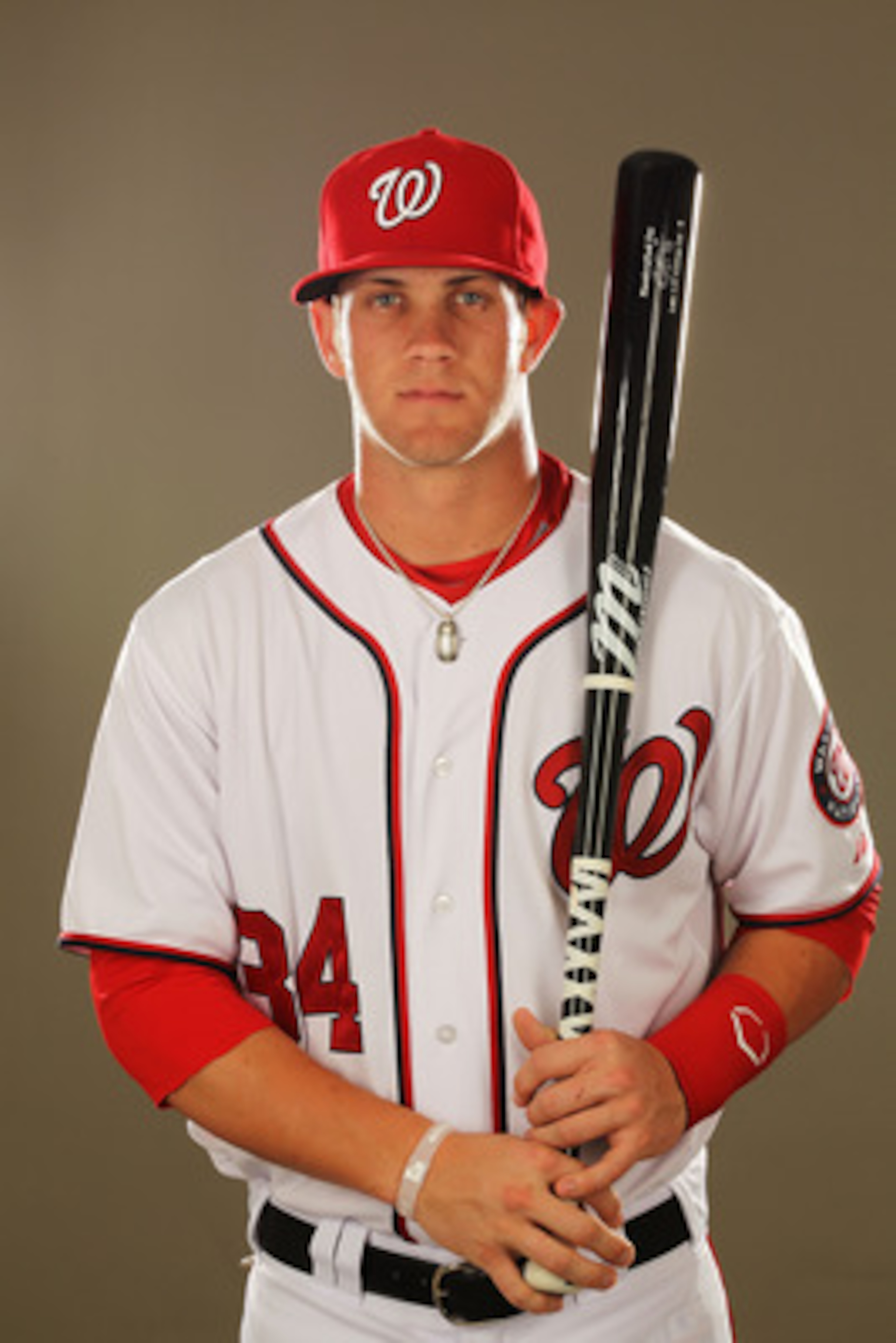 VIERA, FL - FEBRUARY 25:  Bryce Harper #34 of the Washington Nationals poses for a portrait during Spring Training Photo Day at Space Coast Stadium on February 25, 2011 in Viera, Florida.  (Photo by Al Bello/Getty Images)