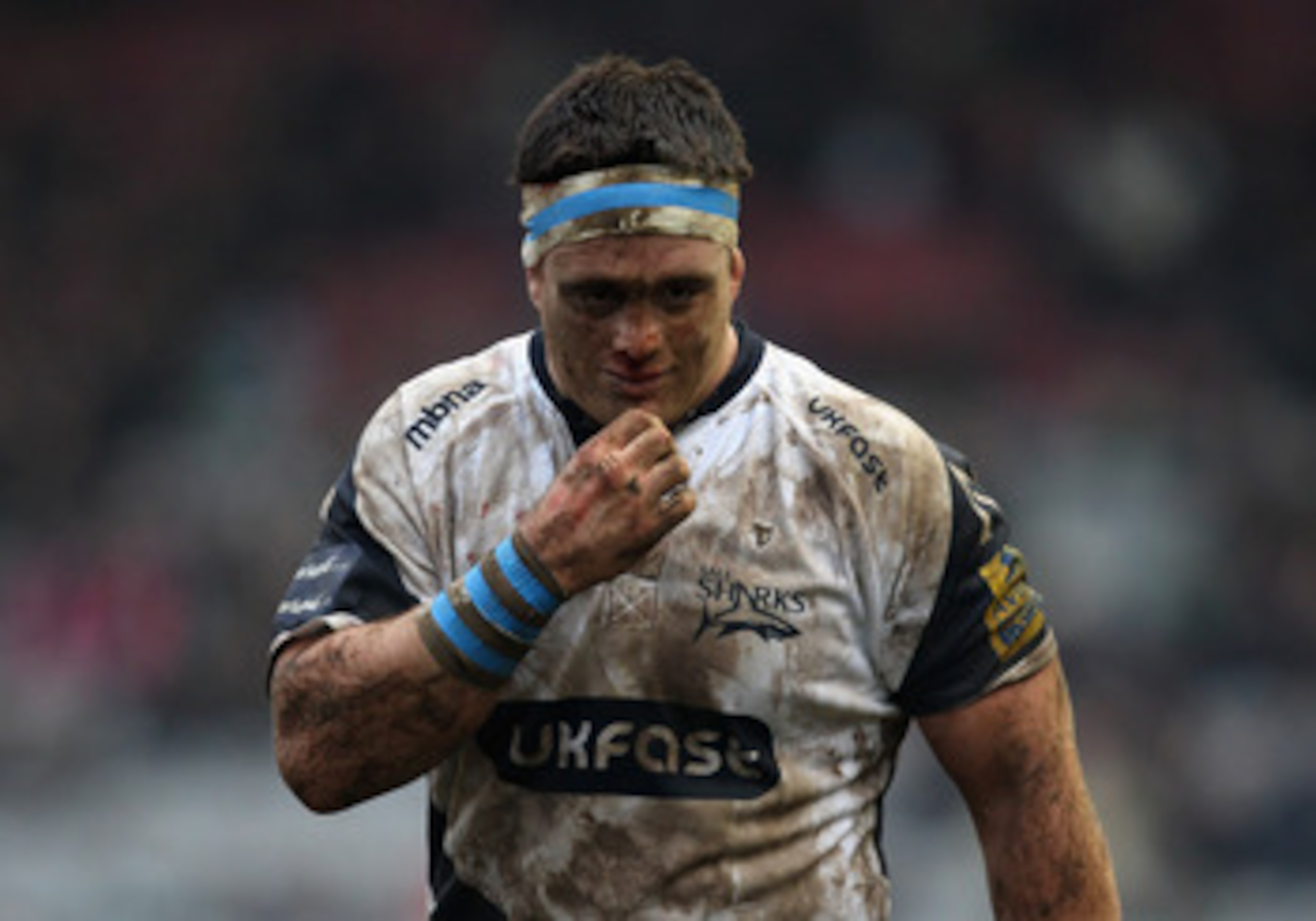 LONDON, ENGLAND - FEBRUARY 19:  Andrew Sheridan of Sale Sharks looks on a bit dazed during the Aviva Premiership match between Harlequins and Sale Sharks at The Stoop on February 19, 2011 in London, England.  (Photo by Warren Little/Getty Images)
