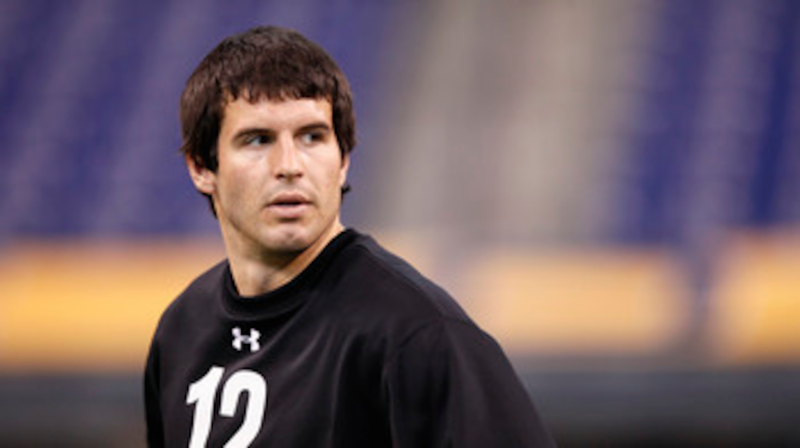 INDIANAPOLIS, IN - FEBRUARY 27: Quarterback Christian Ponder of Florida State looks on during the 2011 NFL Scouting Combine at Lucas Oil Stadium on February 27, 2011 in Indianapolis, Indiana. (Photo by Joe Robbins/Getty Images)