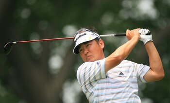 FORT WORTH, TX - MAY 22: Charlie Wi hits his tee shot on the ninth hole during the Crowne Plaza Invitational at Colonial Country Club on May 22, 2011 in Fort Worth, Texas. (Photo by Hunter Martin/Getty Images)