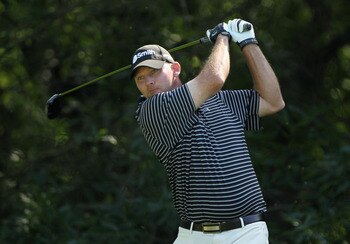 CHARLOTTE, NC - MAY 05:  Tommy Gainey watches his tee shot on the 12th hole during the first round of the Wells Fargo Championship at the Quail Hollow Club on May 5, 2011 in Charlotte, North Carolina.  (Photo by Scott Halleran/Getty Images)