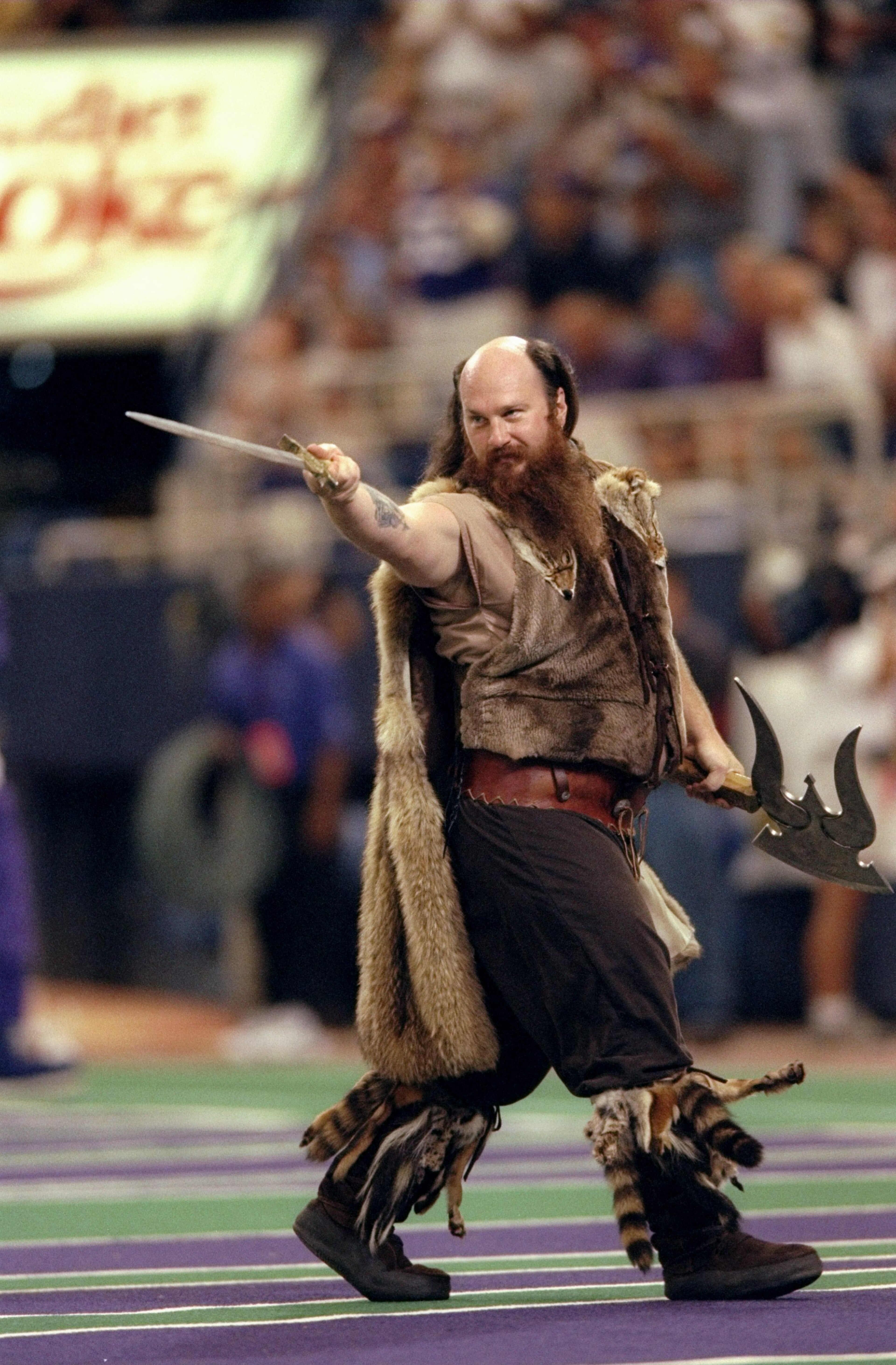 6 Sep 1998:  General view of the mascot for the Minnesota Vikings in action during the game against the Tampa Bay Buccaneers at the Metrodome in Minneapolis, Minnesota. The Vikings defeated the Buccaneers 31-7. Mandatory Credit: Elsa Hasch  /Allsport