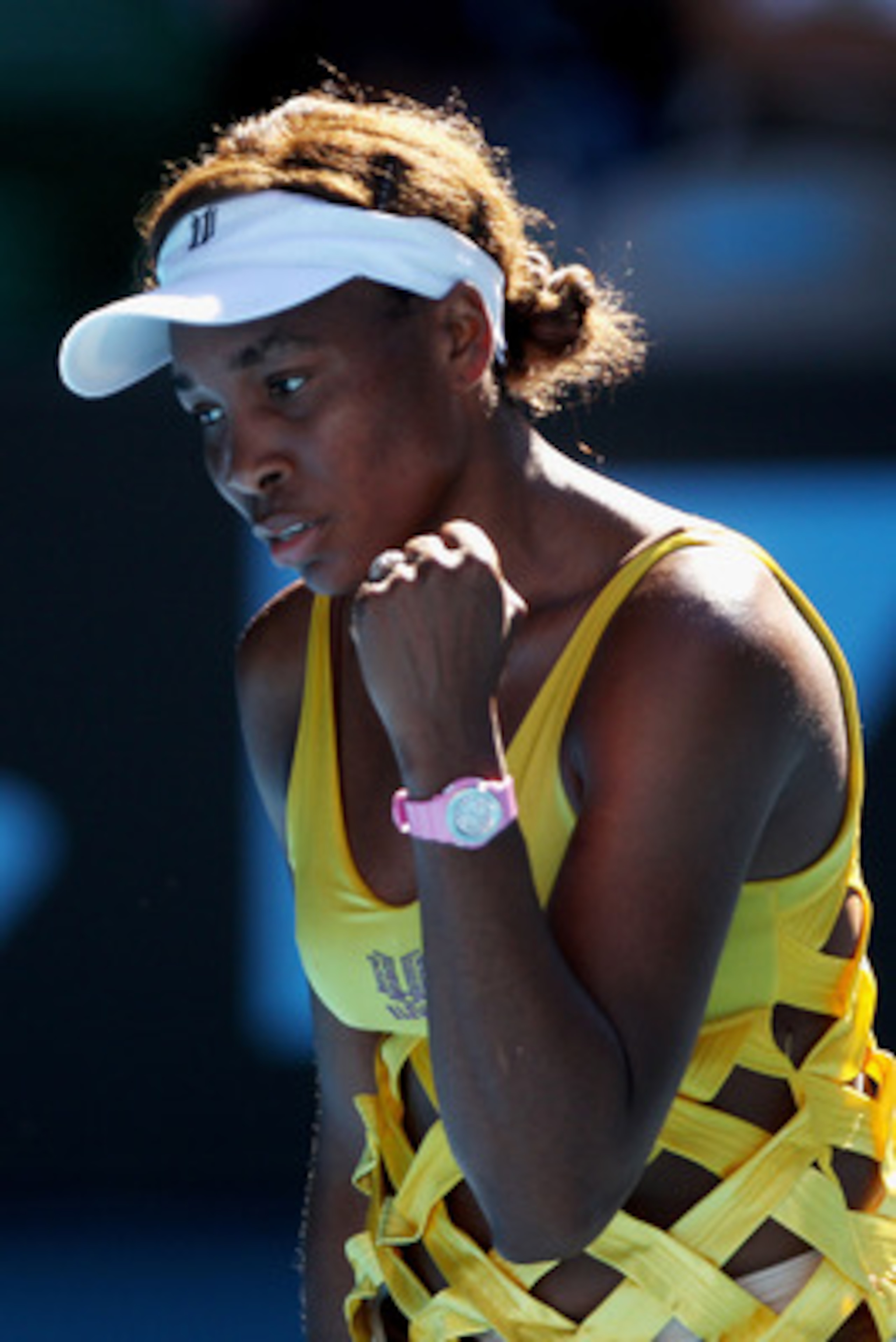 MELBOURNE, AUSTRALIA - JANUARY 19:  Venus Williams of the United States of America celebrates winning her second round match against Sandra Zahlavova of the Czech Republic during day three of the 2011 Australian Open at Melbourne Park on January 19, 2011